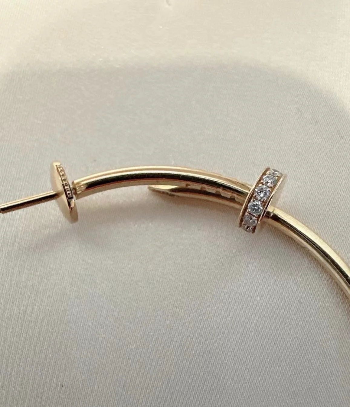 used-Cartier Juste Un Clou Diamond Hoop Earring in 18k rose Gold 0.17 CTW-MILOURA