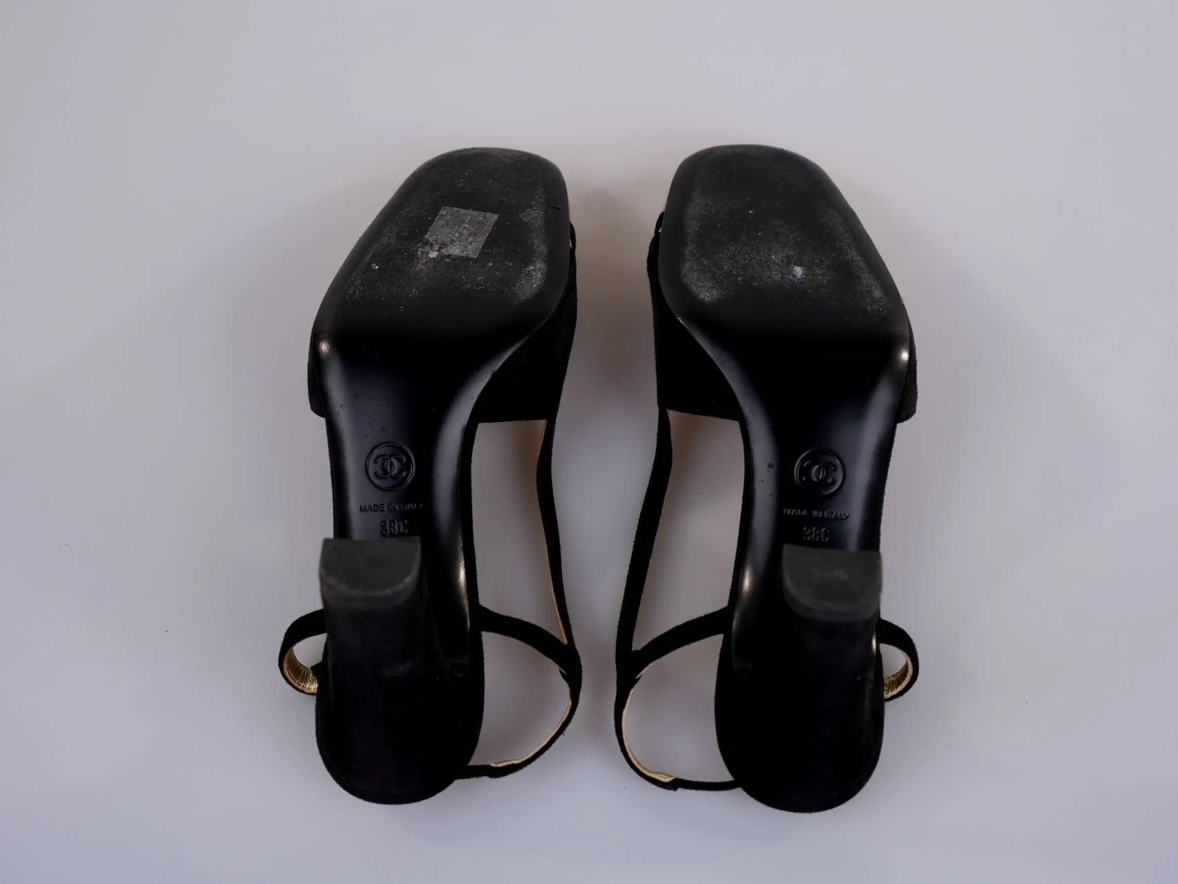 used-Chanel CC Slingback Heels Black Gold Size 37.5 EU-MILOURA