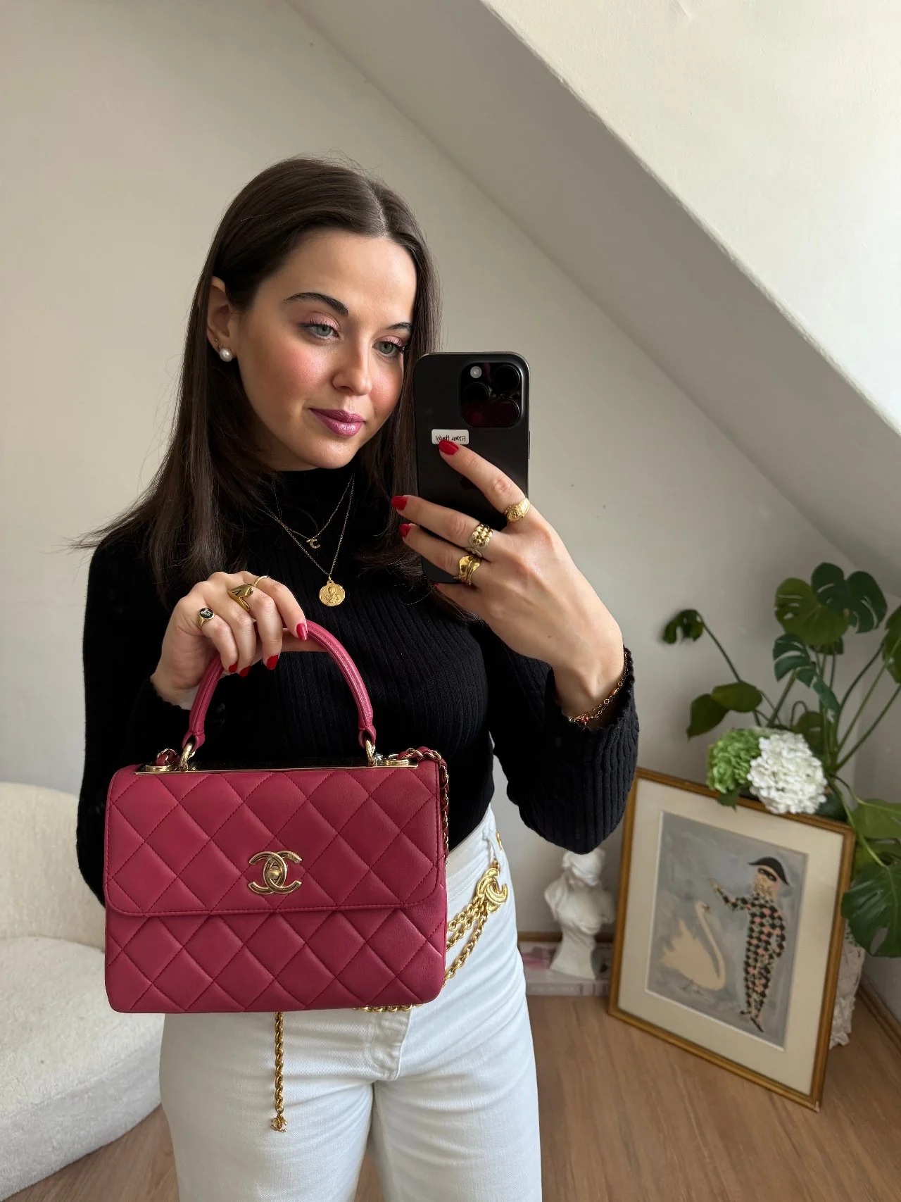 used-Chanel Trendy CC Bag Small hot pink Gold Hardware-MILOURA