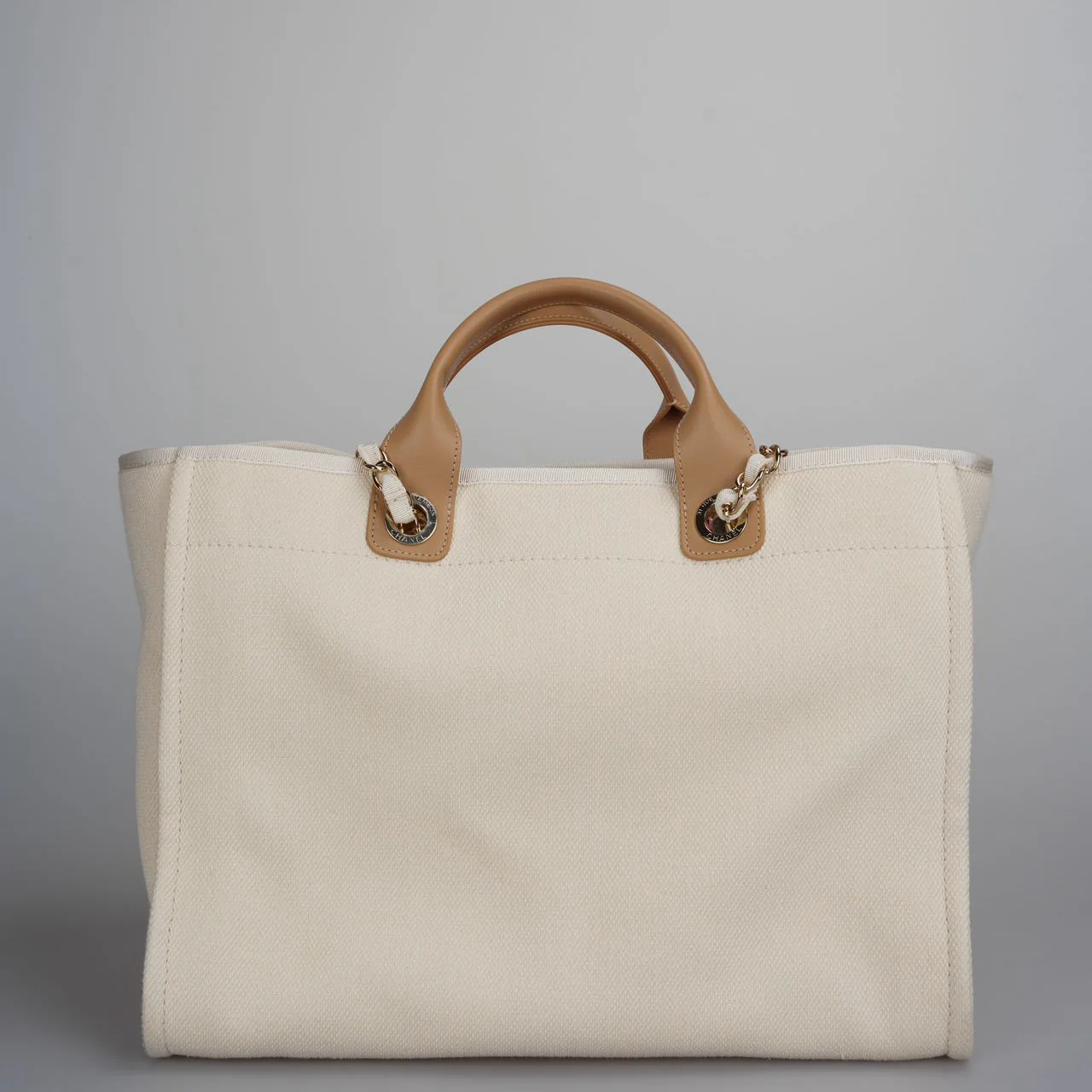 used-Chanel Deauville Pearl Tote Beige white medium-MILOURA