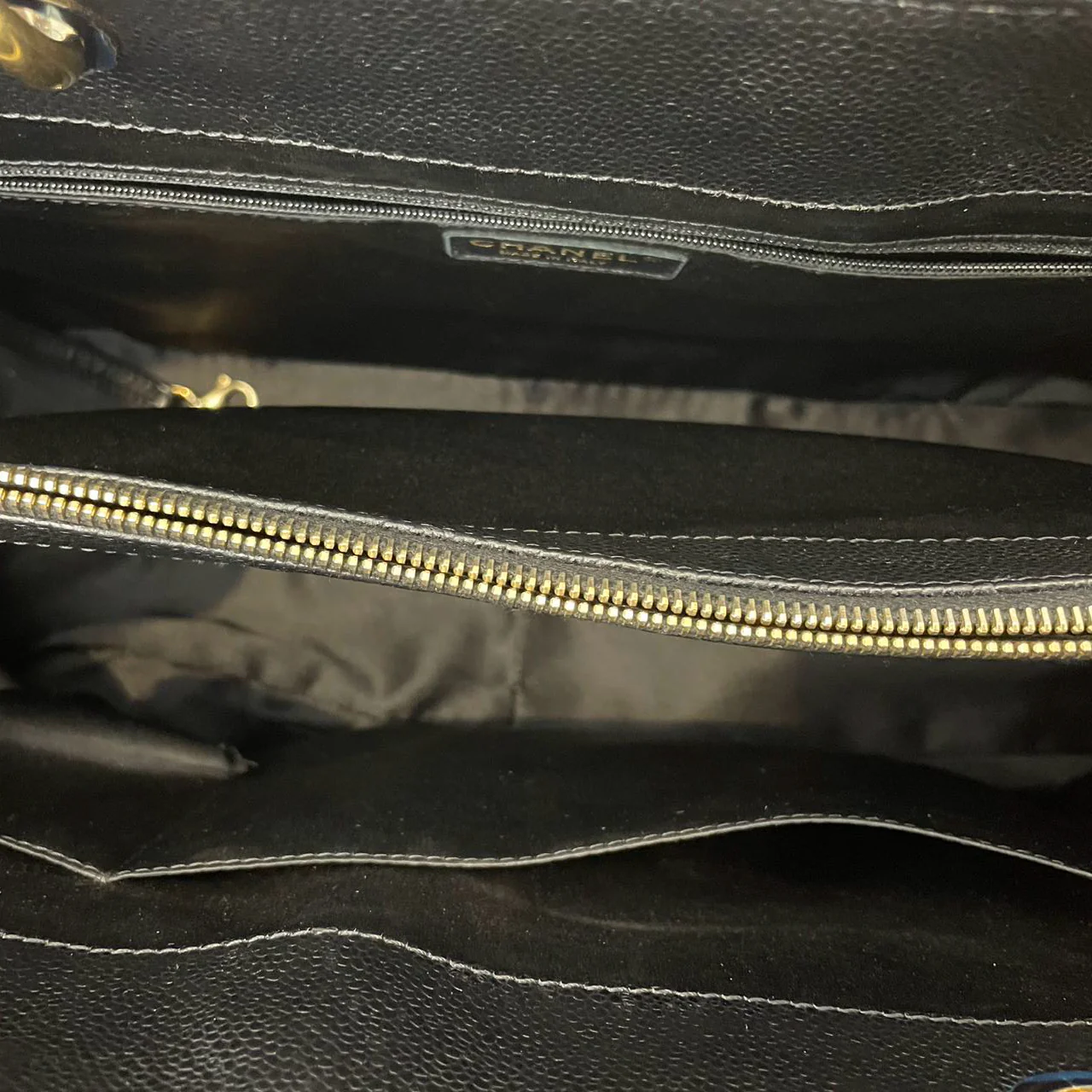used-Chanel Large Grand Shopping Tote black GST Bag in Caviar Leather with Gold Hardware-MILOURA