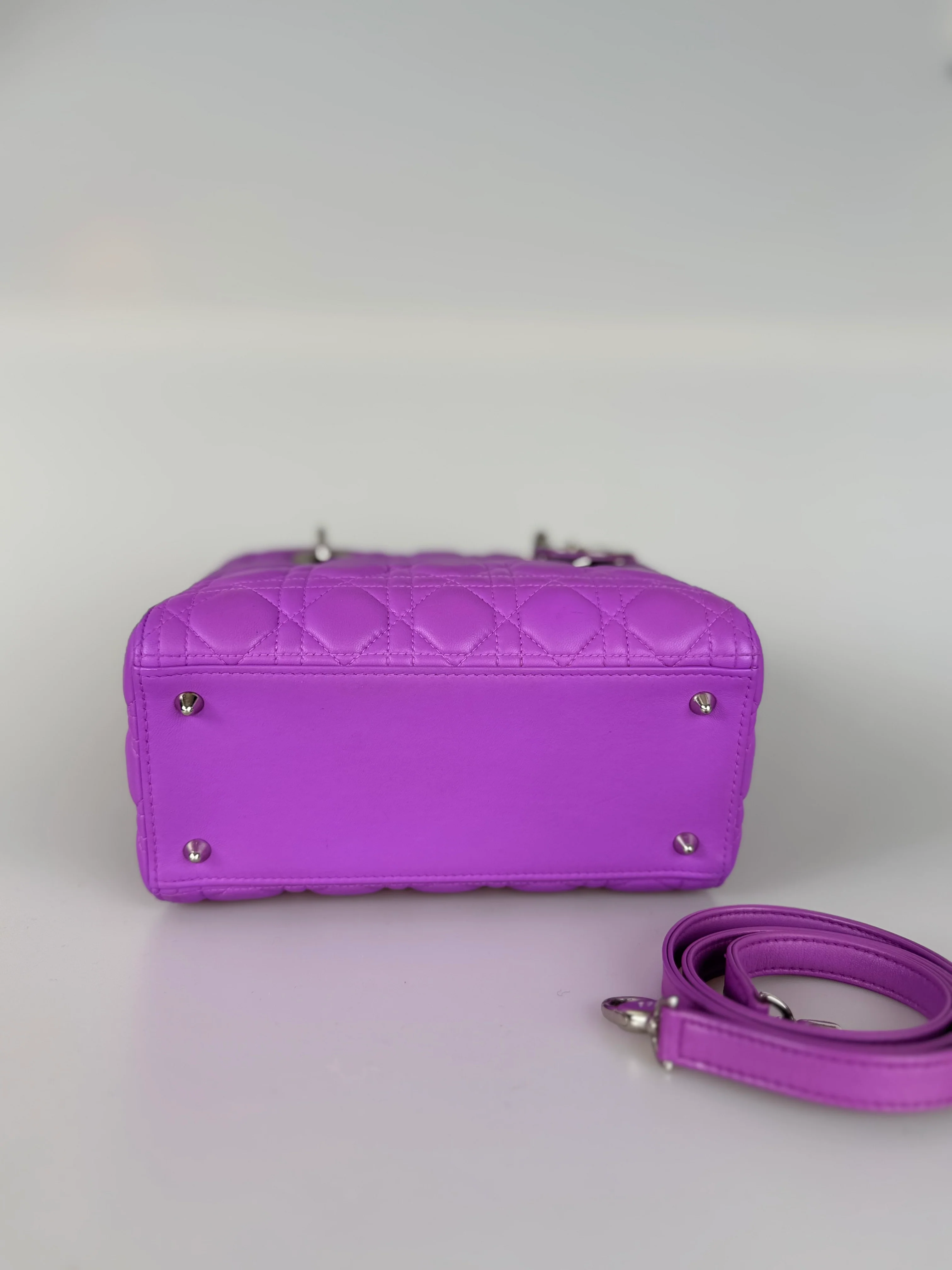 used-Dior Lady Dior Bag Bag Medium purple Lambskin Leather with Silver Hardware-MILOURA
