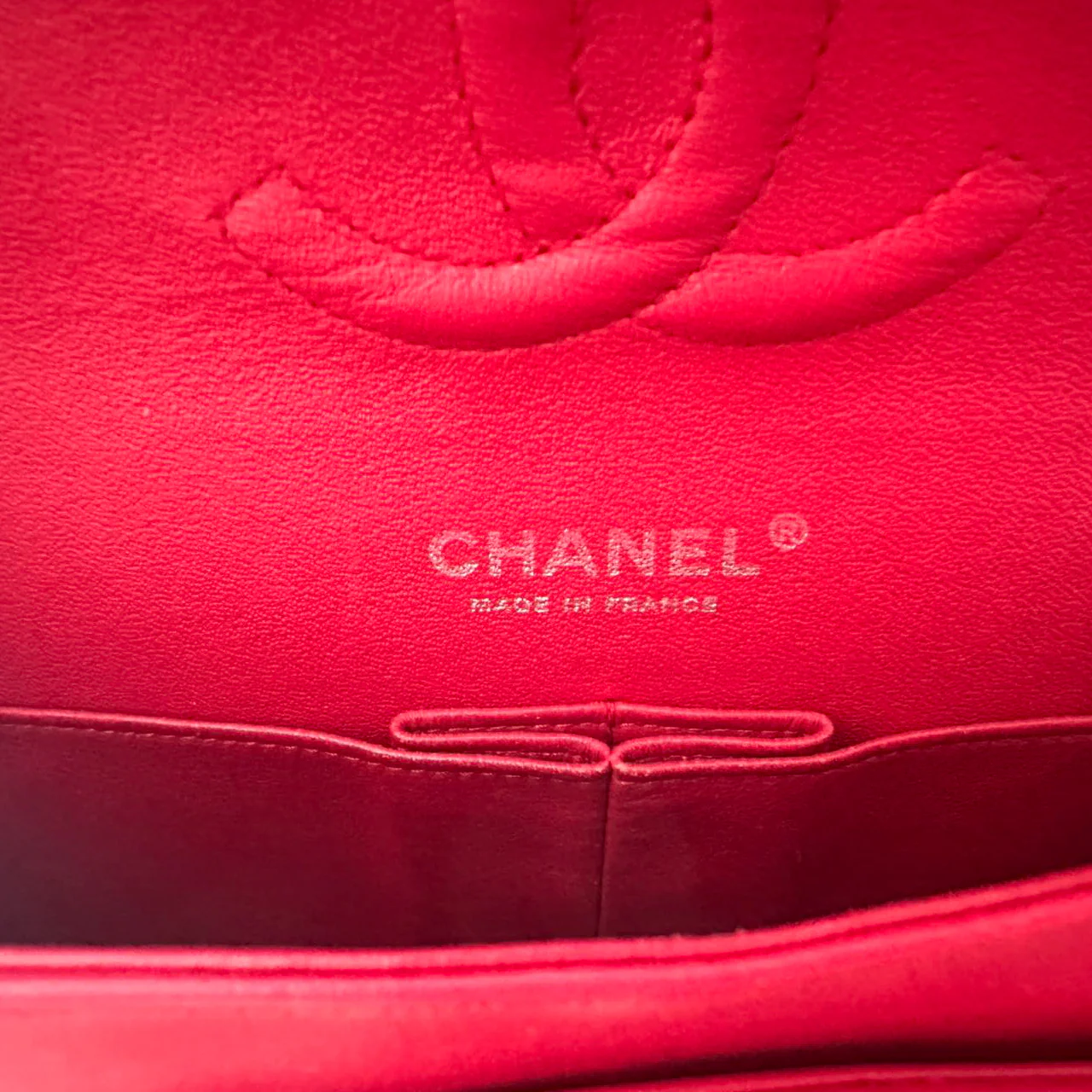 used-Chanel Red Medium timeless Flap Bag with Silver Hardware-MILOURA