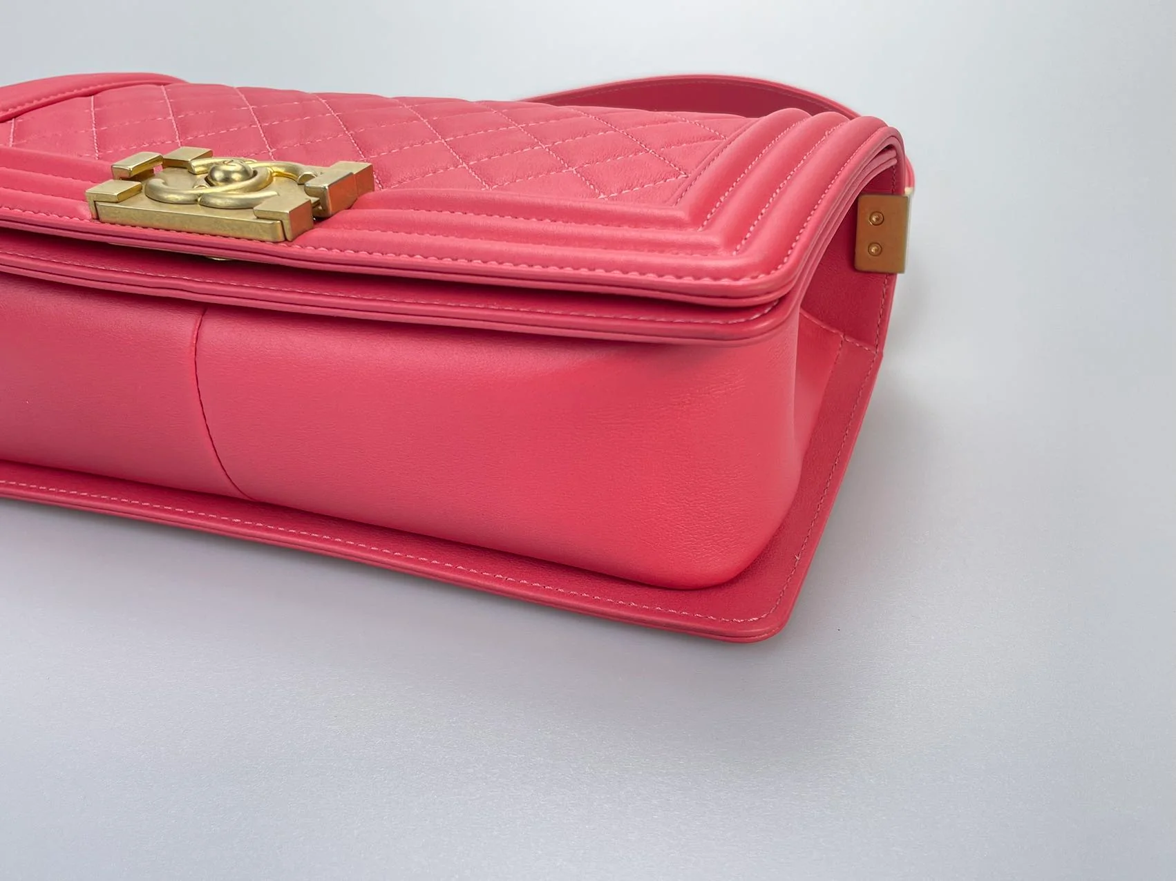 used-Chanel Medium Leboy Bag in Hot Pink with Gold Hardware-MILOURA
