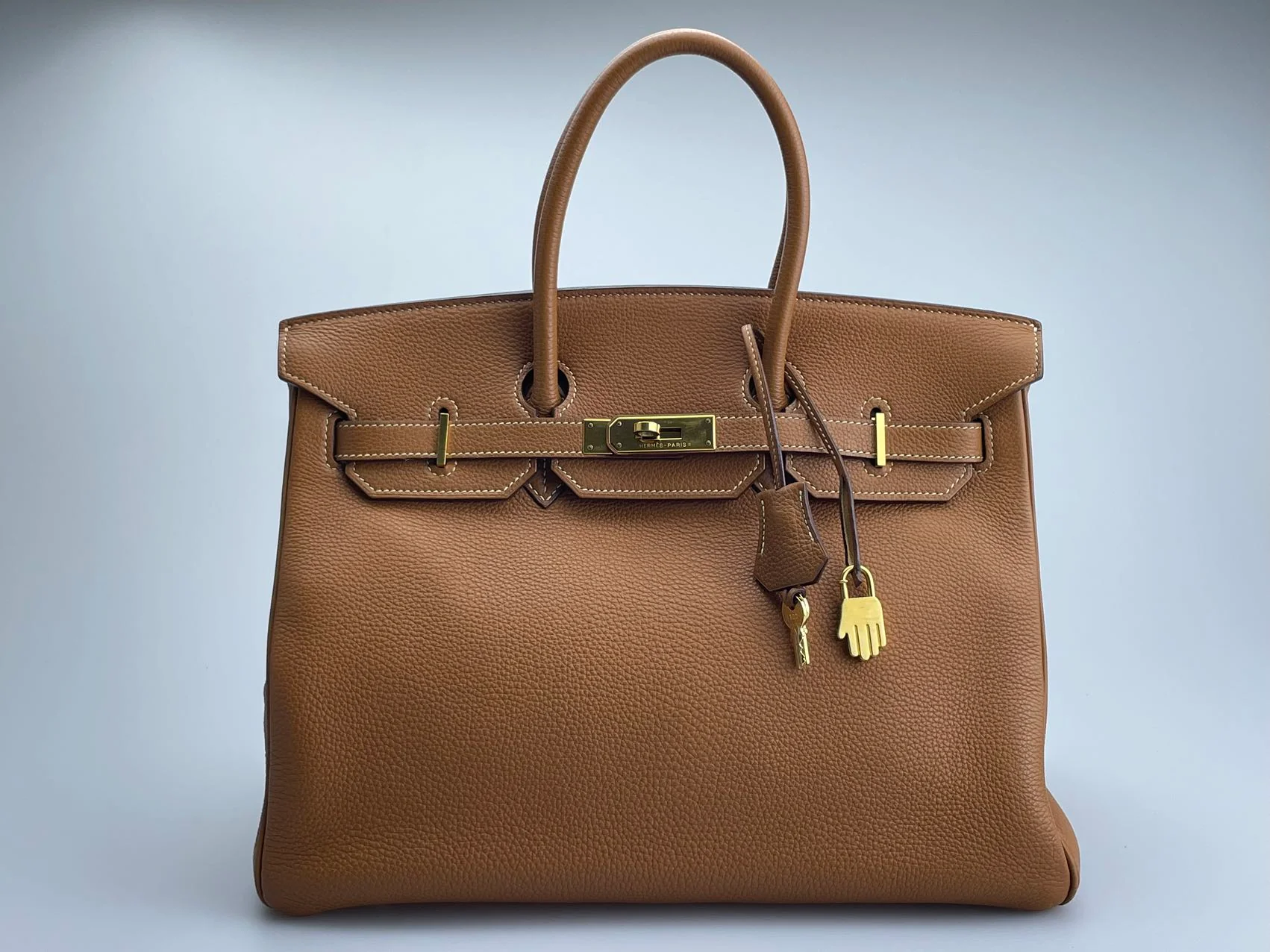 used-Hermes pre-owned Birkin 35 in gold vintage Togo leather-MILOURA