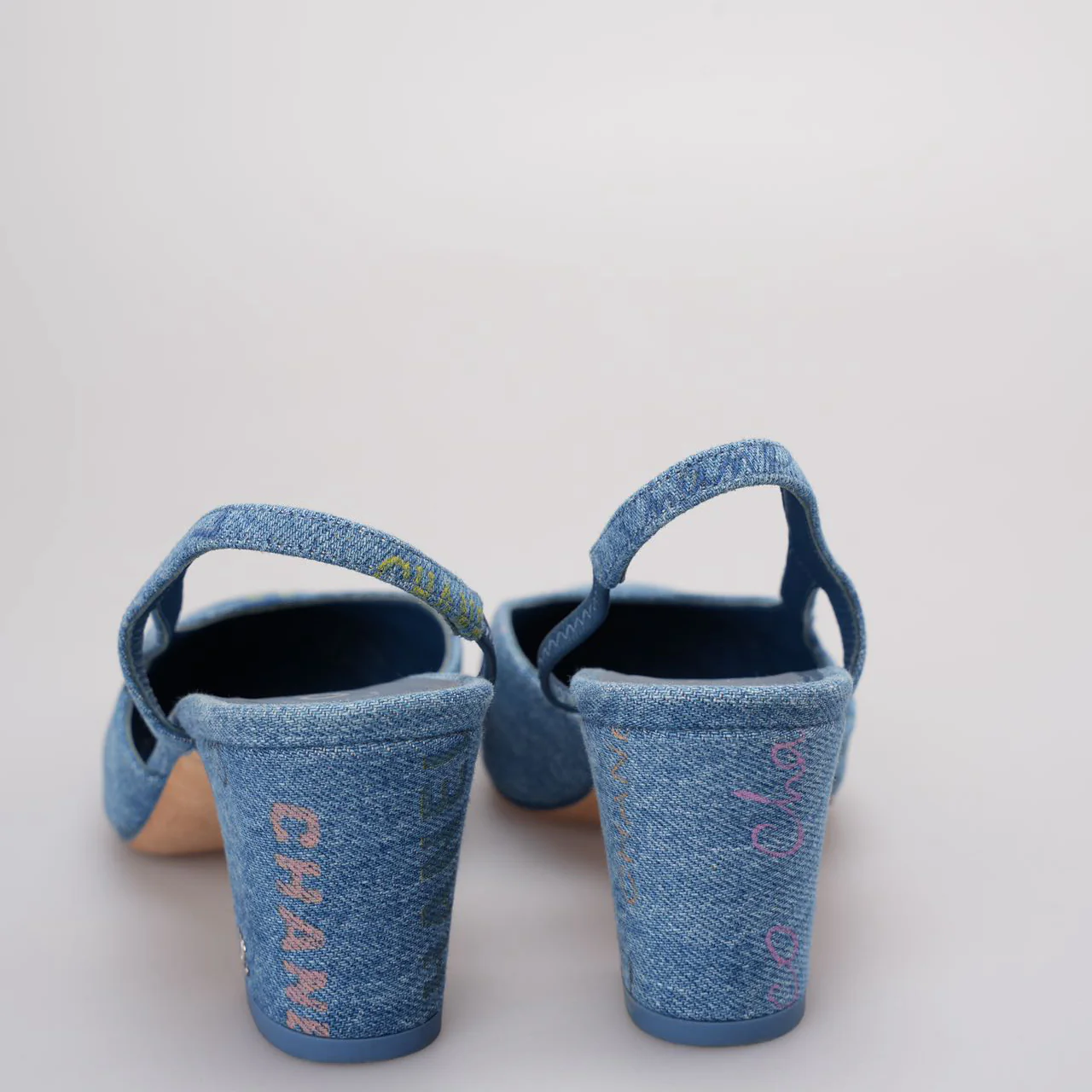 Chanel Denim Cap Toe CC Slingback Pumps  Light Blue & Multicolor 36.5