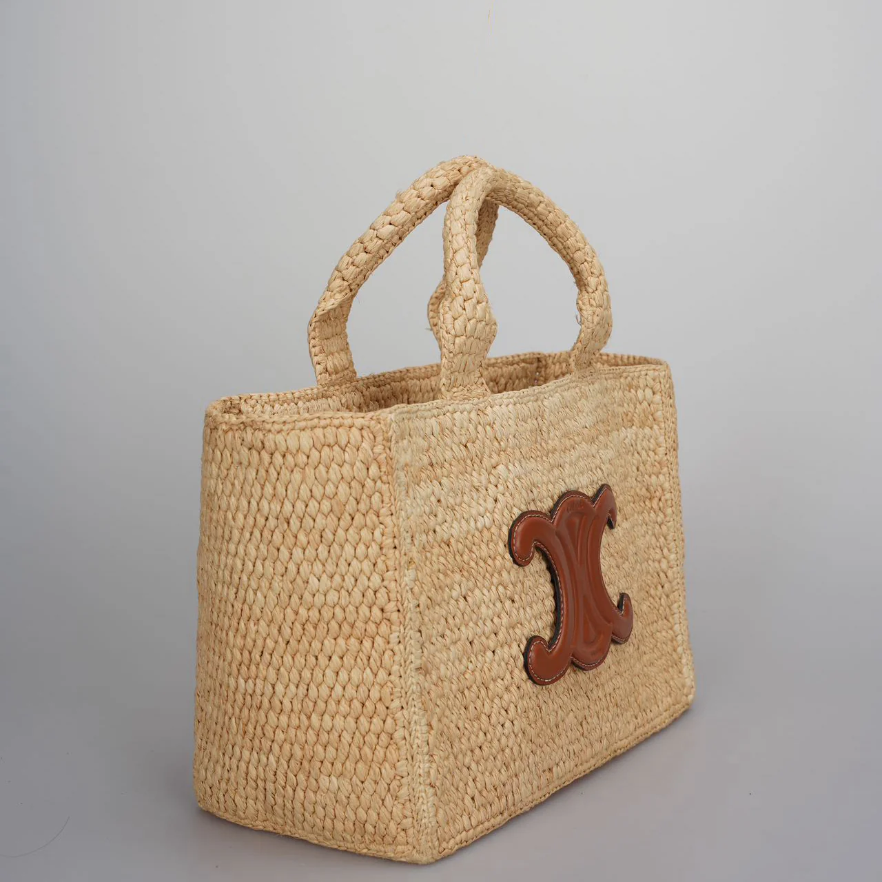 used-Celine Small Cabas Thais in Raffia and Calfskin-MILOURA