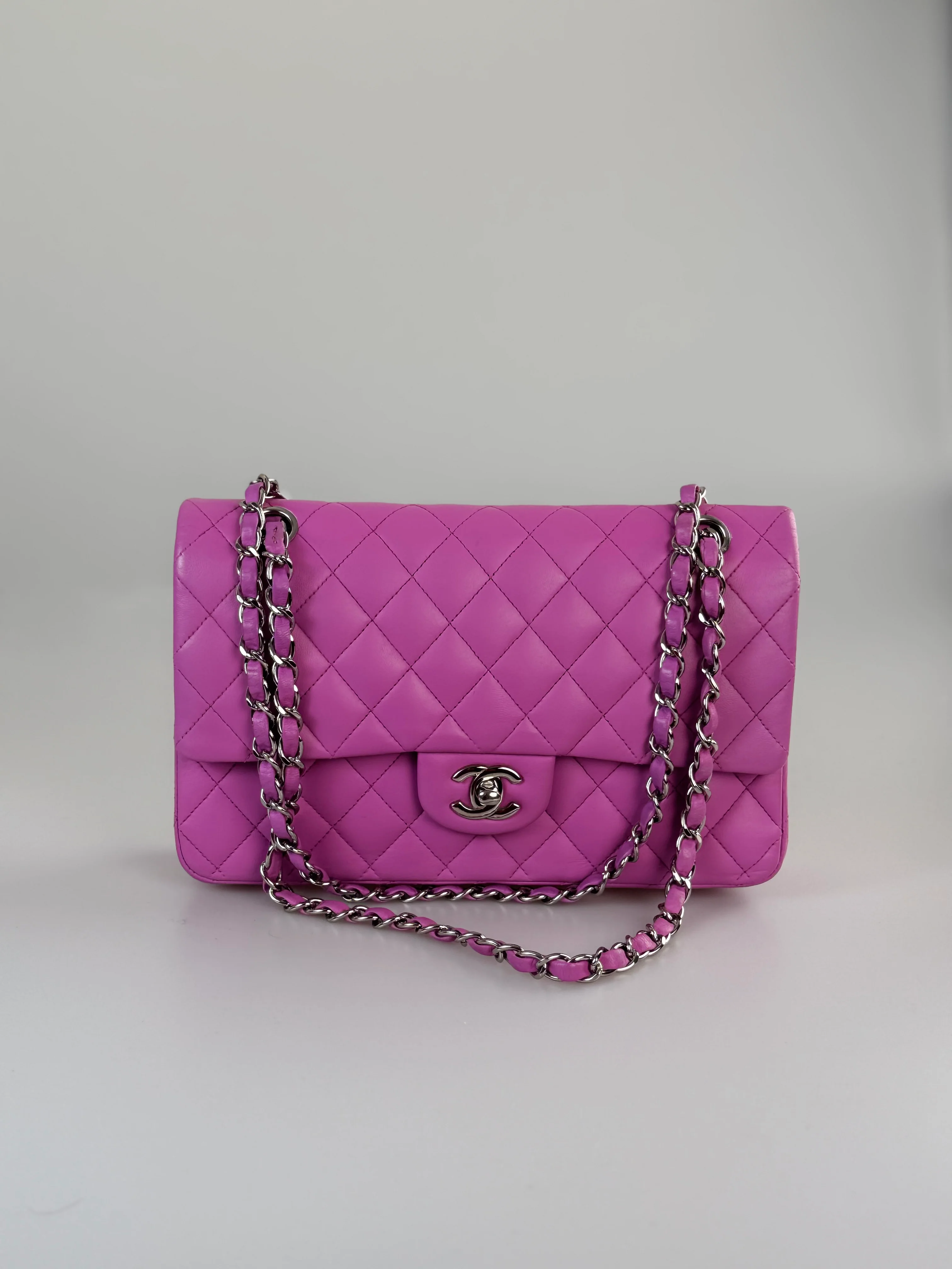 used-Chanel purple medium timeless flap bag-MILOURA