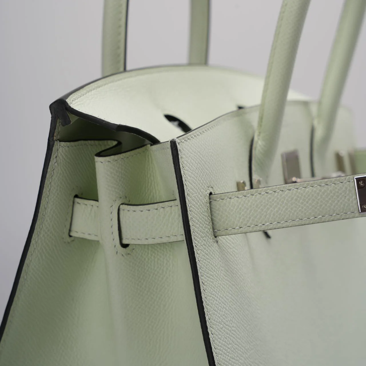 used-Hermes Birkin sellier 30 Bag in Vert Fizz Epsom Leather with Palladium Hardware B stamp-MILOURA