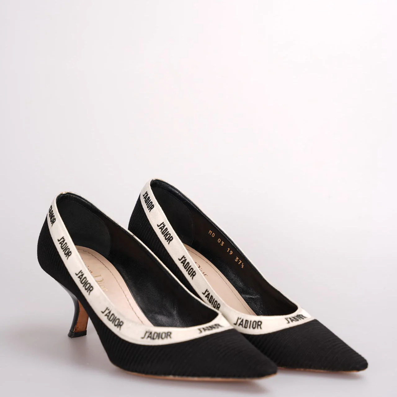 used-Christian Dior Black Canvas J'adior Pumps Size 37.5D with Beige Insole-MILOURA