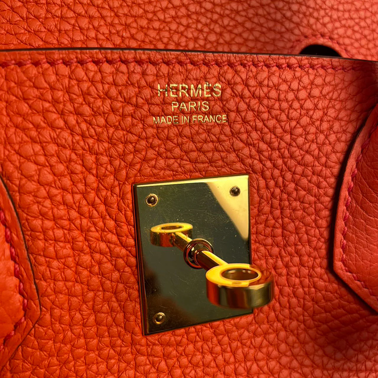used-Hermes Birkin 30 Handbag in Orange Togo Leather with Gold Hardware-MILOURA