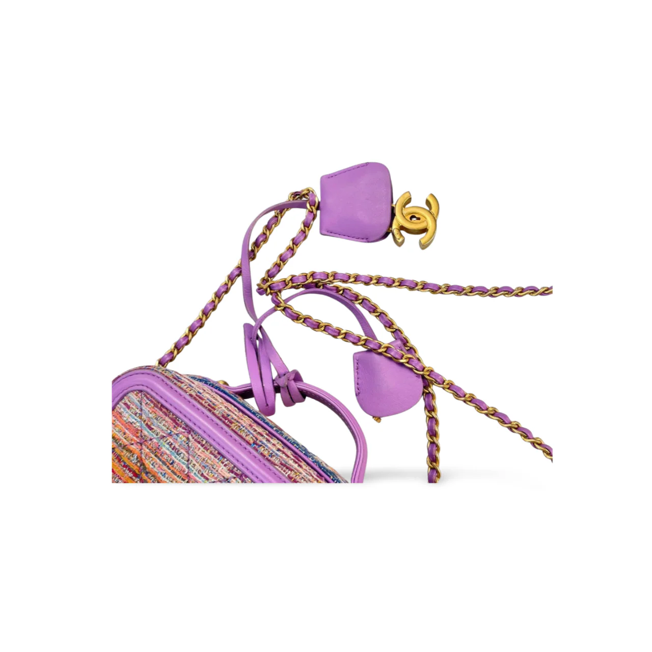 used-Chanel Tweed vanity Case Bag with Gold hardware Small Multi-Color-MILOURA