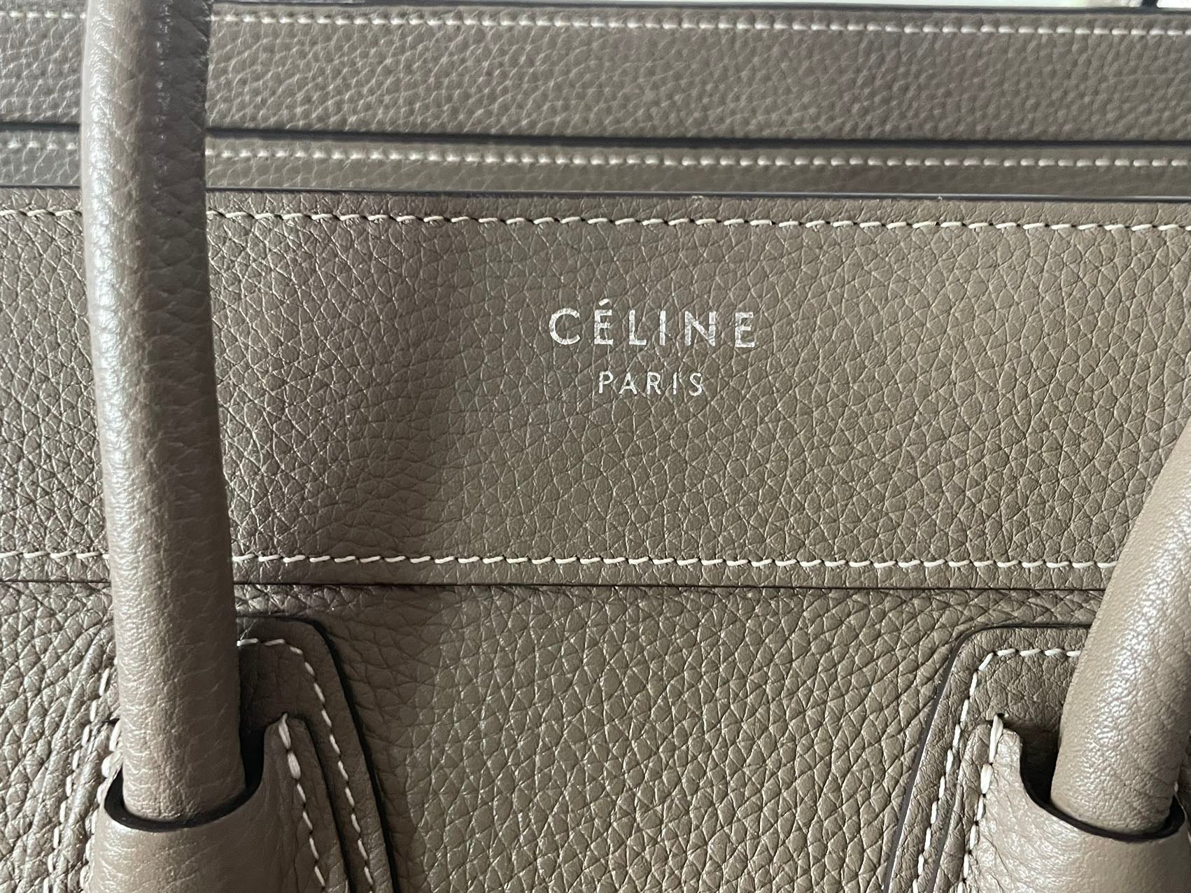 used-CELINE Micro Luggage leather handbag in Grey-MILOURA