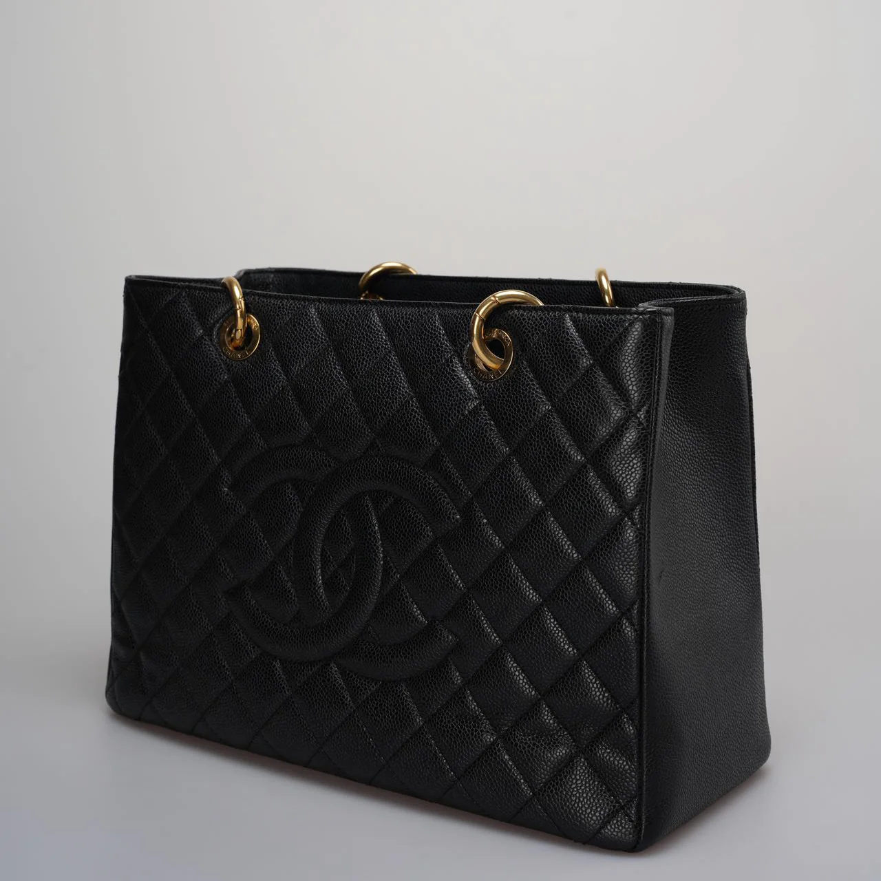 used-Chanel Medium Grand Shopping Tote Black GST Bag in caviar Leather with Gold Hardware from 2013-MILOURA