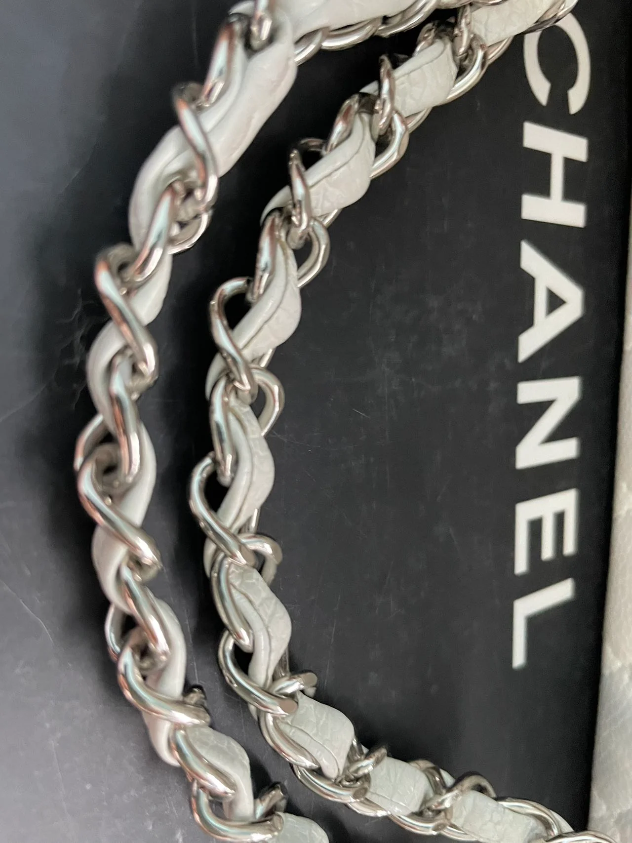 Chanel White Classic Flap Bag in medium Caviar Leather with Silver Hardware