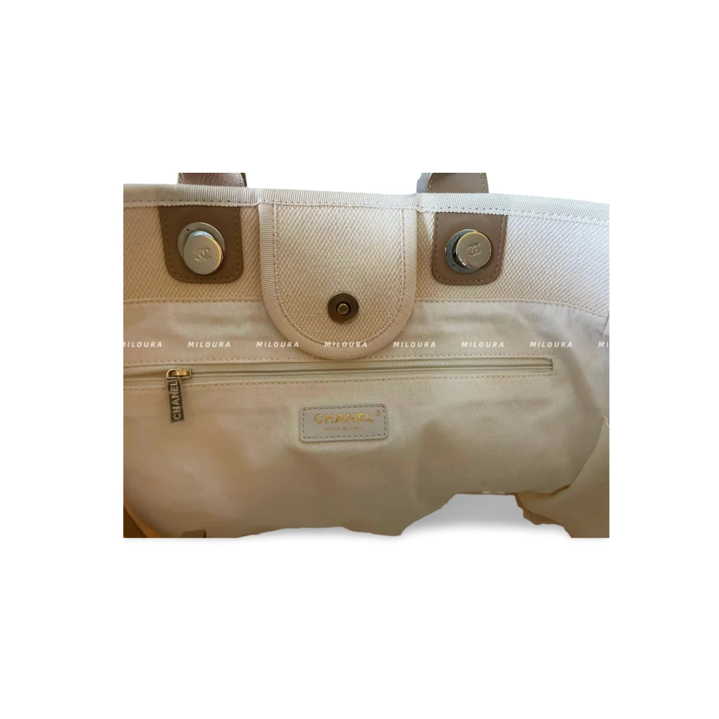 used-Chanel Deauville Pearls Tote Bag-MILOURA