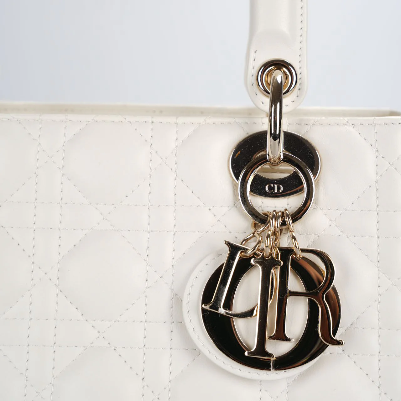 used-Christian Dior White Lady Dior Medium Bag-MILOURA