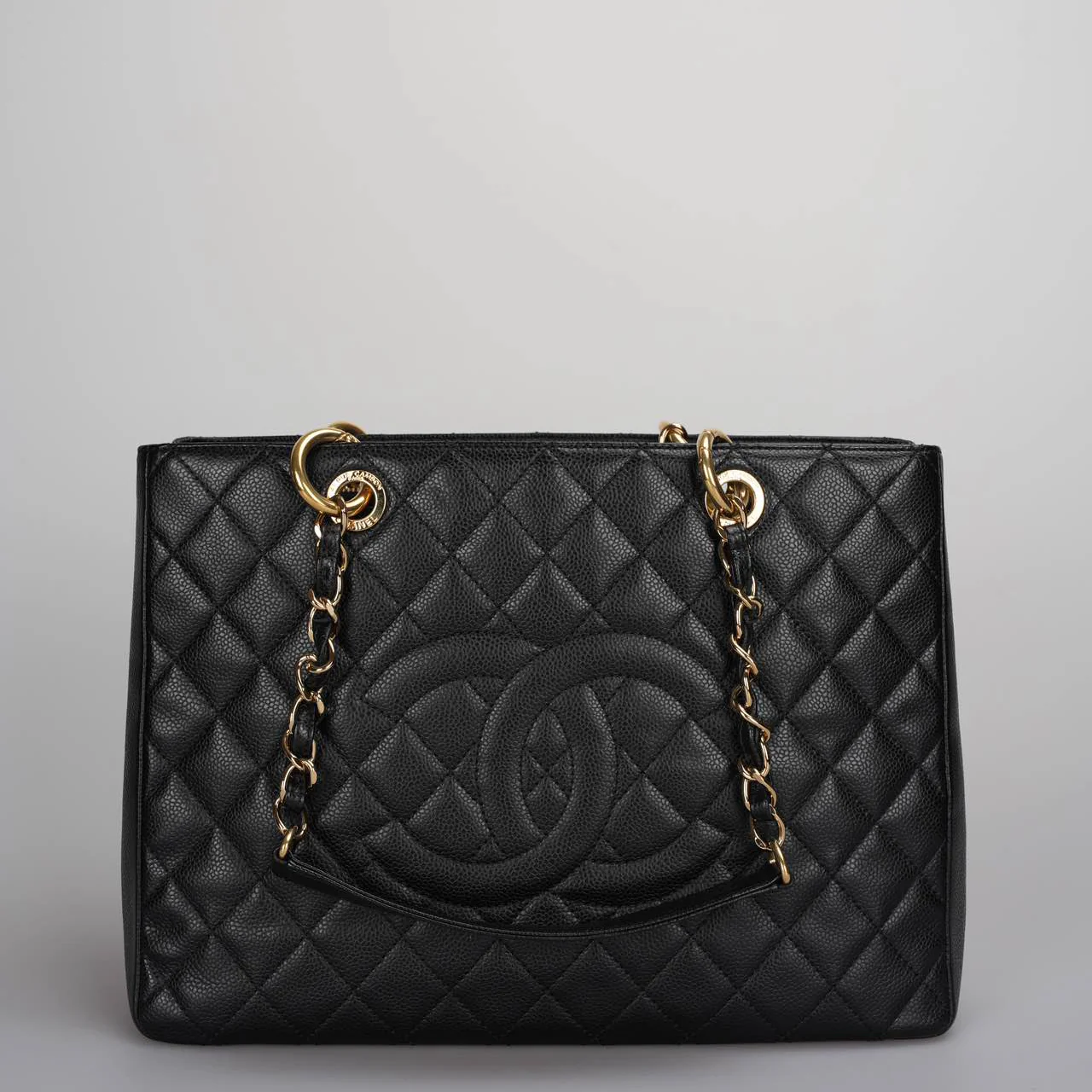 used-Chanel Grand Shopping Tote black gst Bag in Cavier Leather with gold Hardware-MILOURA