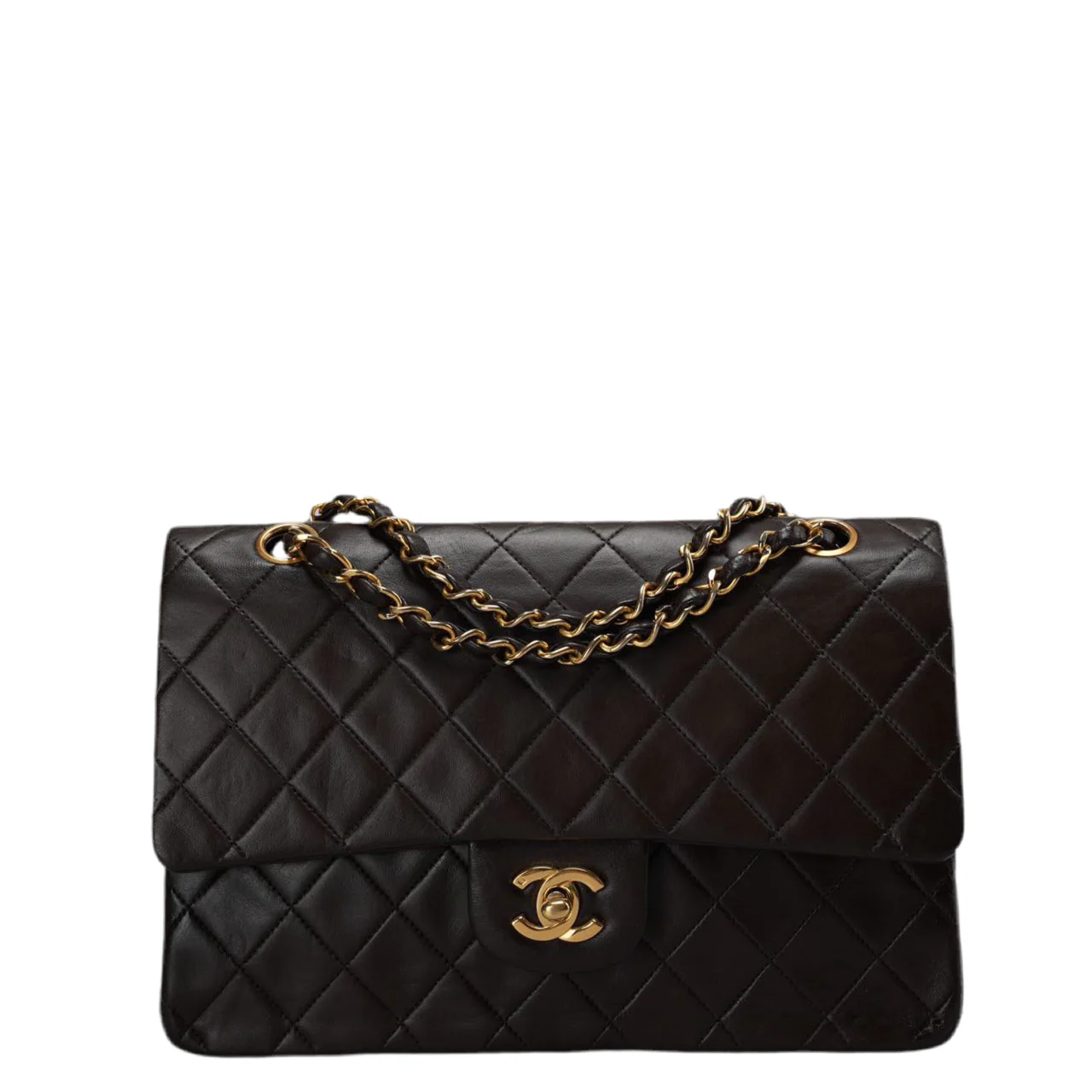 used-Chanel Vintage timeless Flap Bag in Chocolate Brown With Gold Hardware 24k Gold Hardware-MILOURA