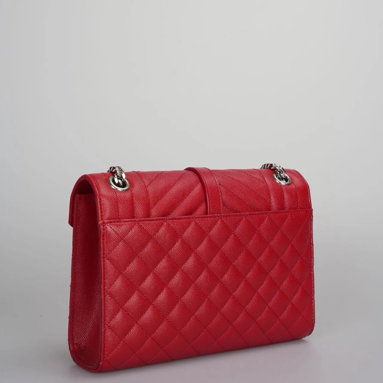 used-Saint Laurent Red Grain De Poudre Medium Envelope Shoulder Bag-MILOURA