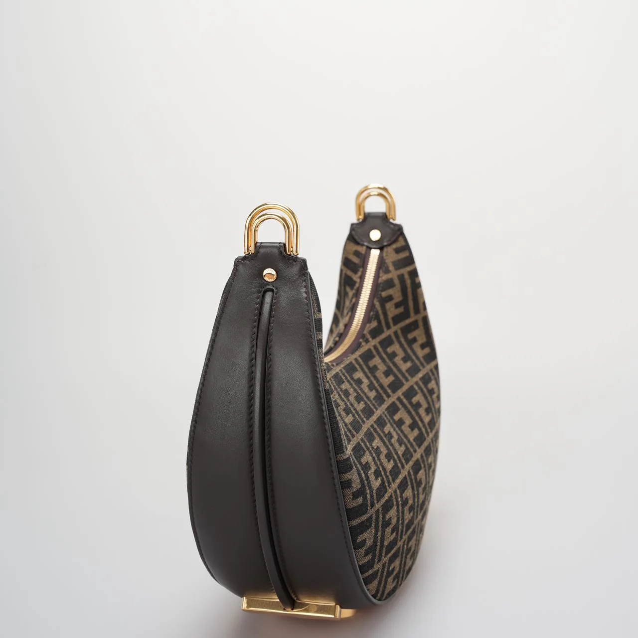 used-Fendi graphy Small Brown FF Jacquard Fabric Bag-MILOURA