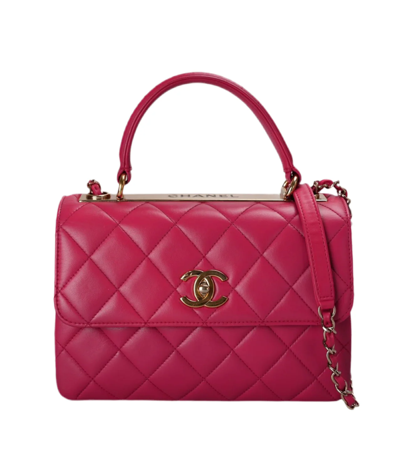 used-Chanel Trendy cc bag in hot pink with gold hardware in small size-MILOURA