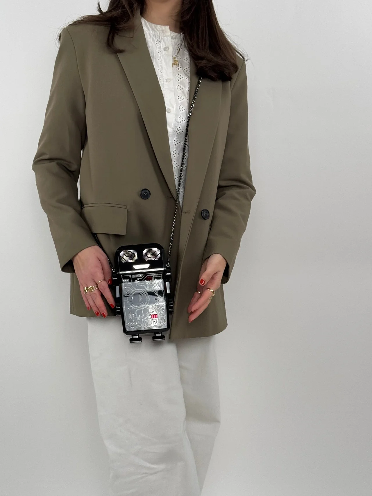 used-Chanel Plexiglass Crystal Robot Minaudiere Clutch Black-MILOURA