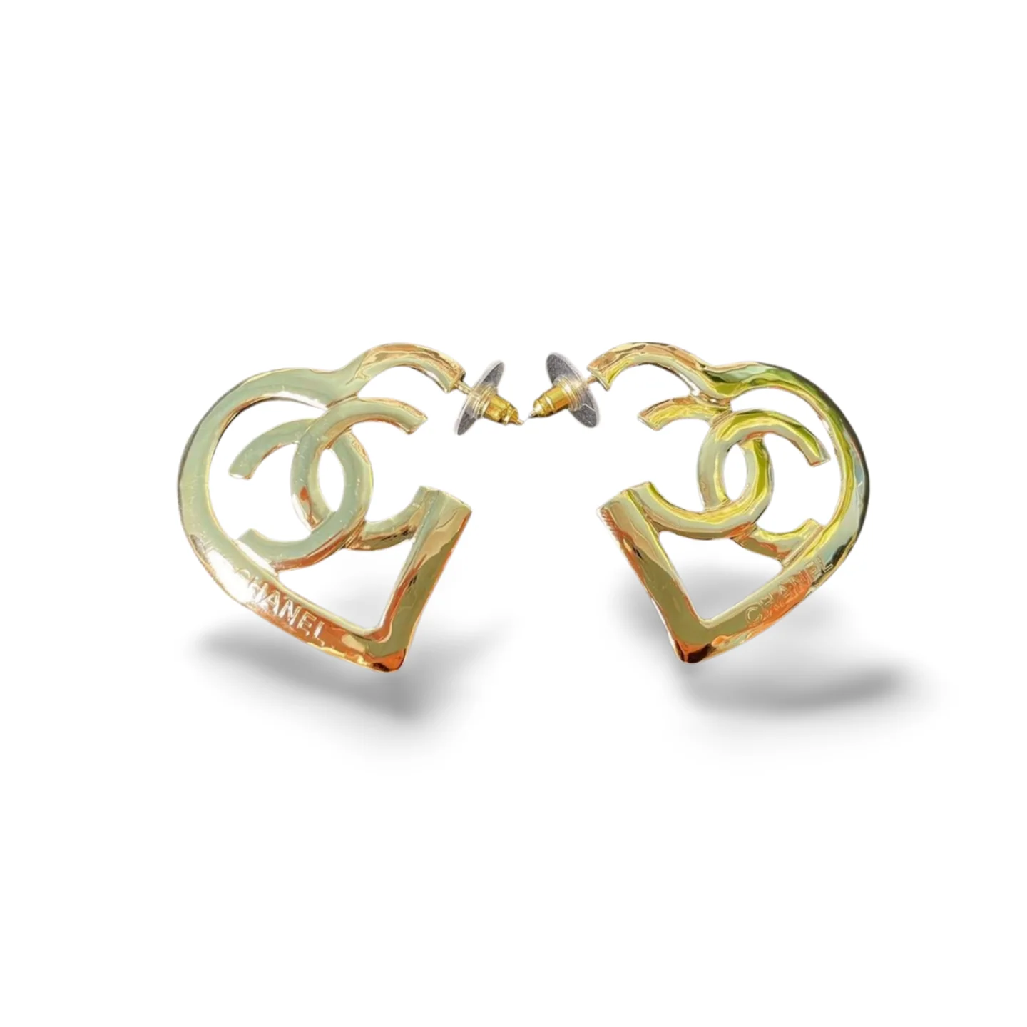 used-Chanel heart hoop earrings-MILOURA