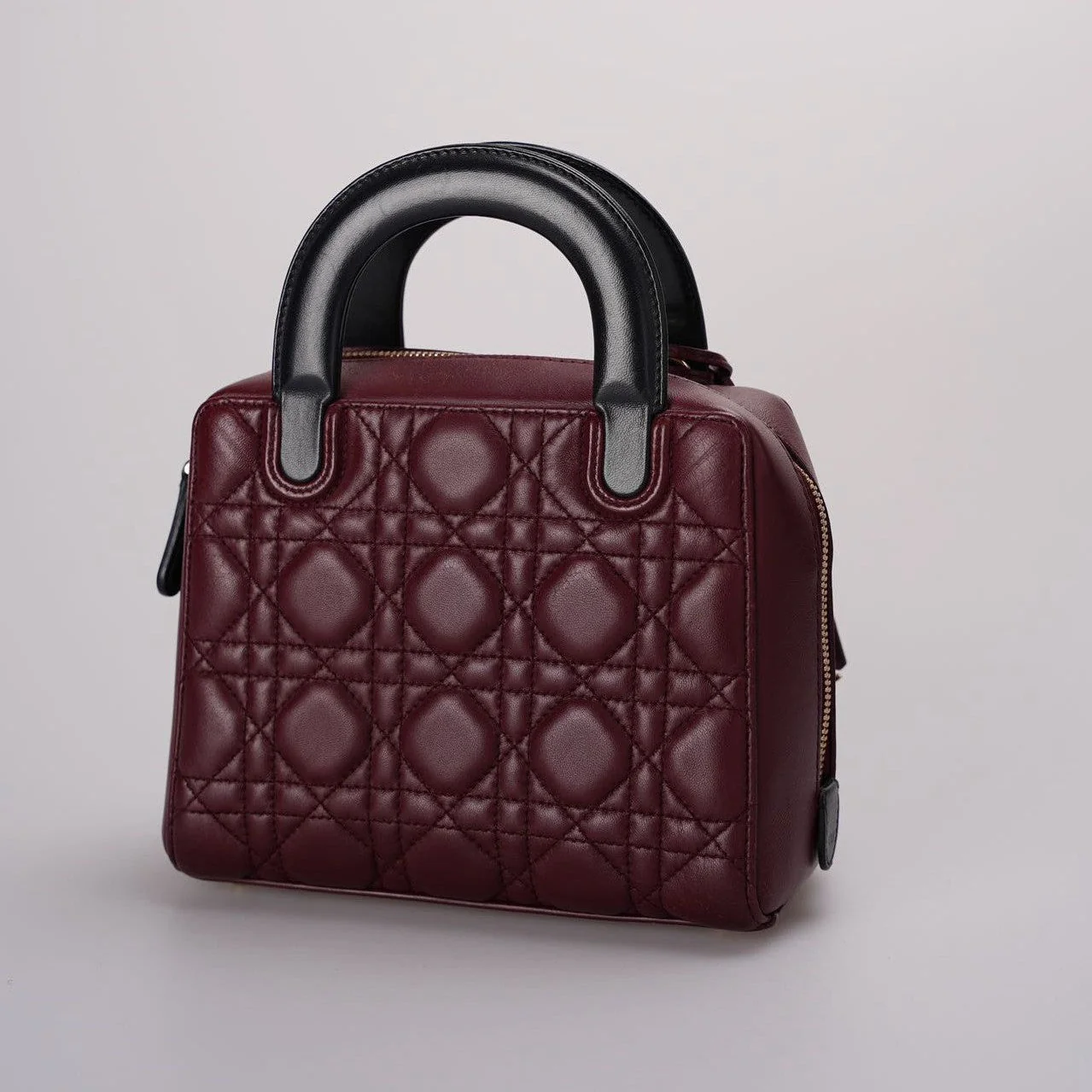 used-Christian Dior Lambskin Burgundy Cannage Lily Tote Bag-MILOURA