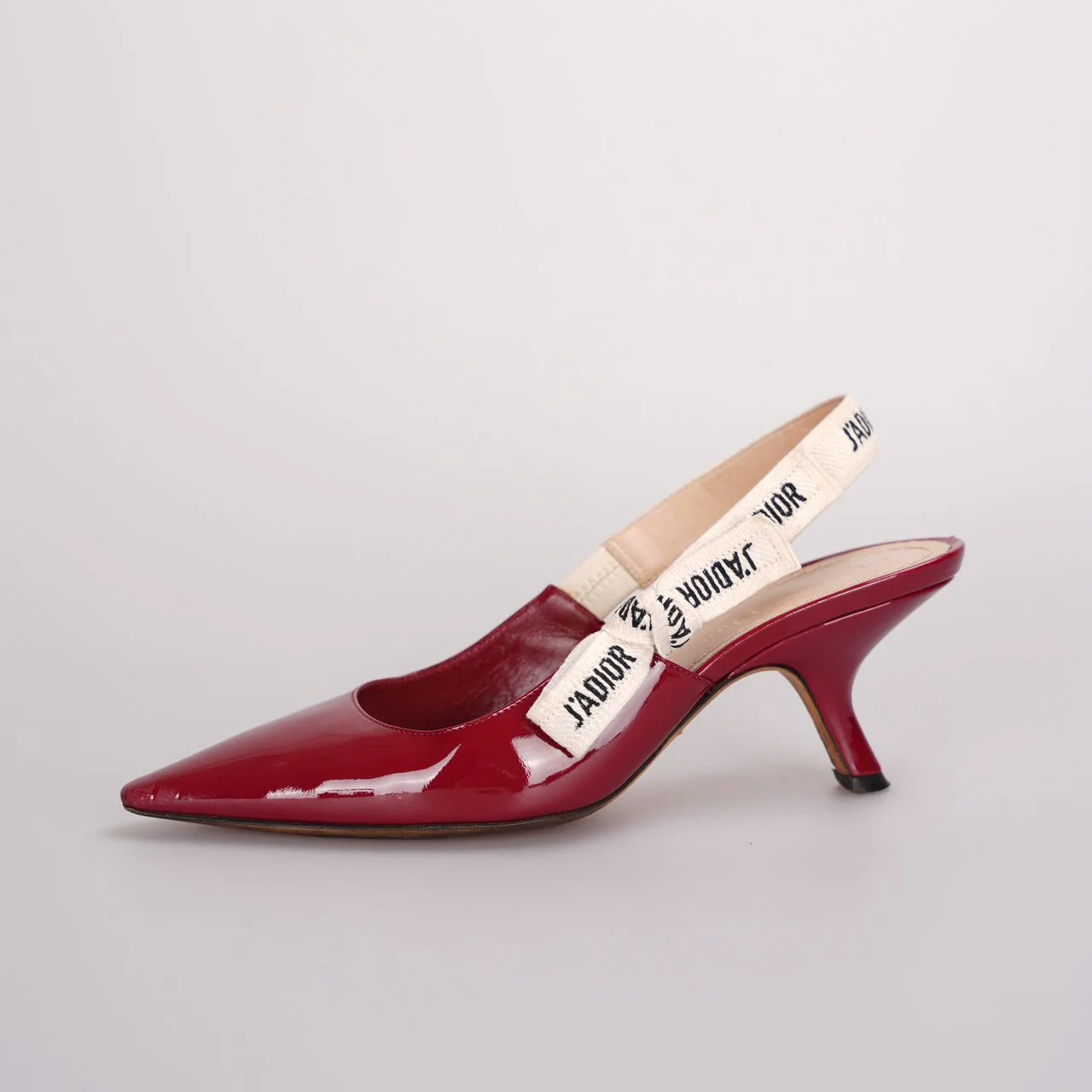 used-Christian Dior J'adior Patent Leather Slingback 6cm Pumps 37D Burgundy-MILOURA