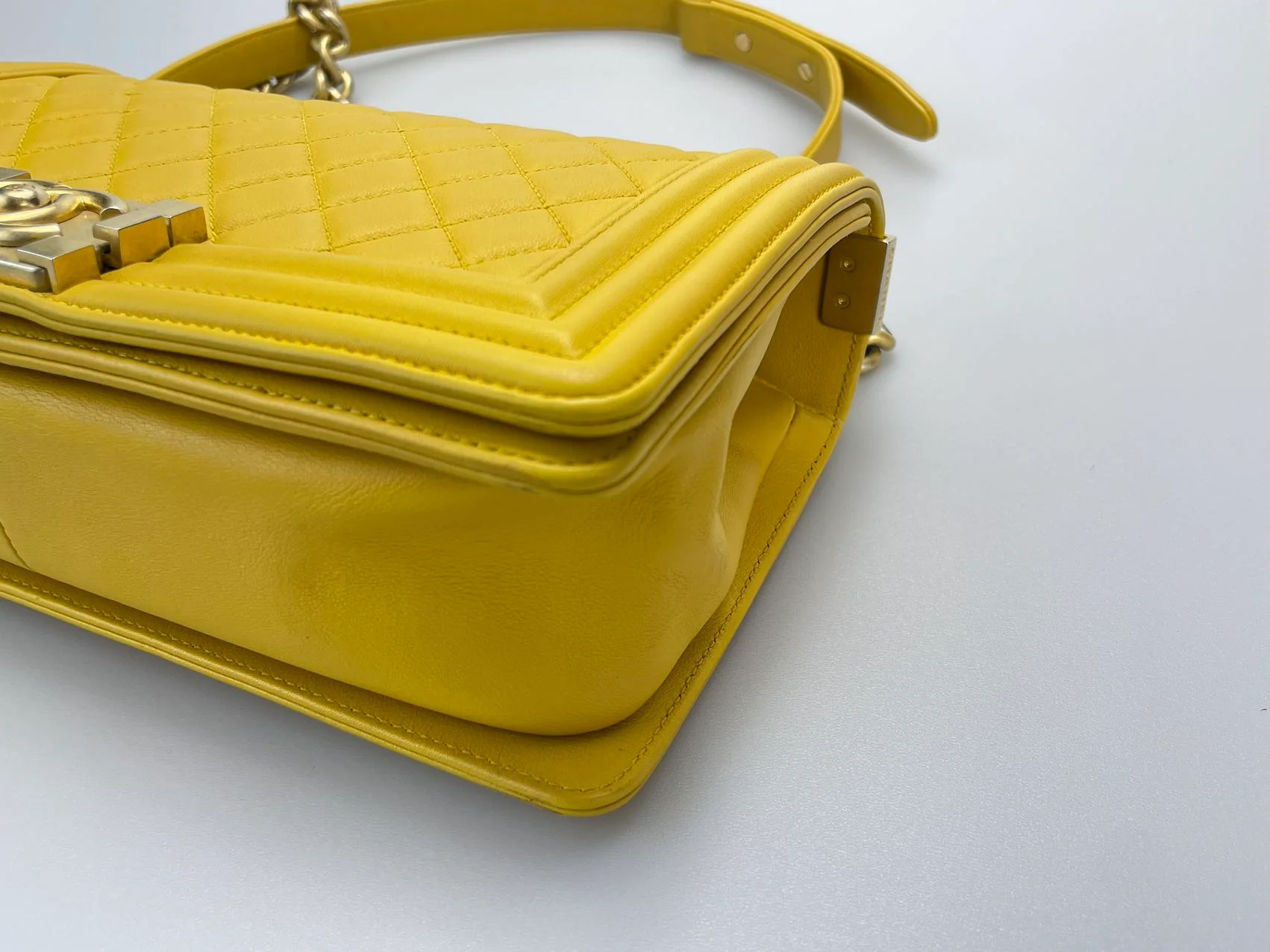 used-Chanel Leboy Medium in Lemon Yellow Bag with Gold Hardware-MILOURA