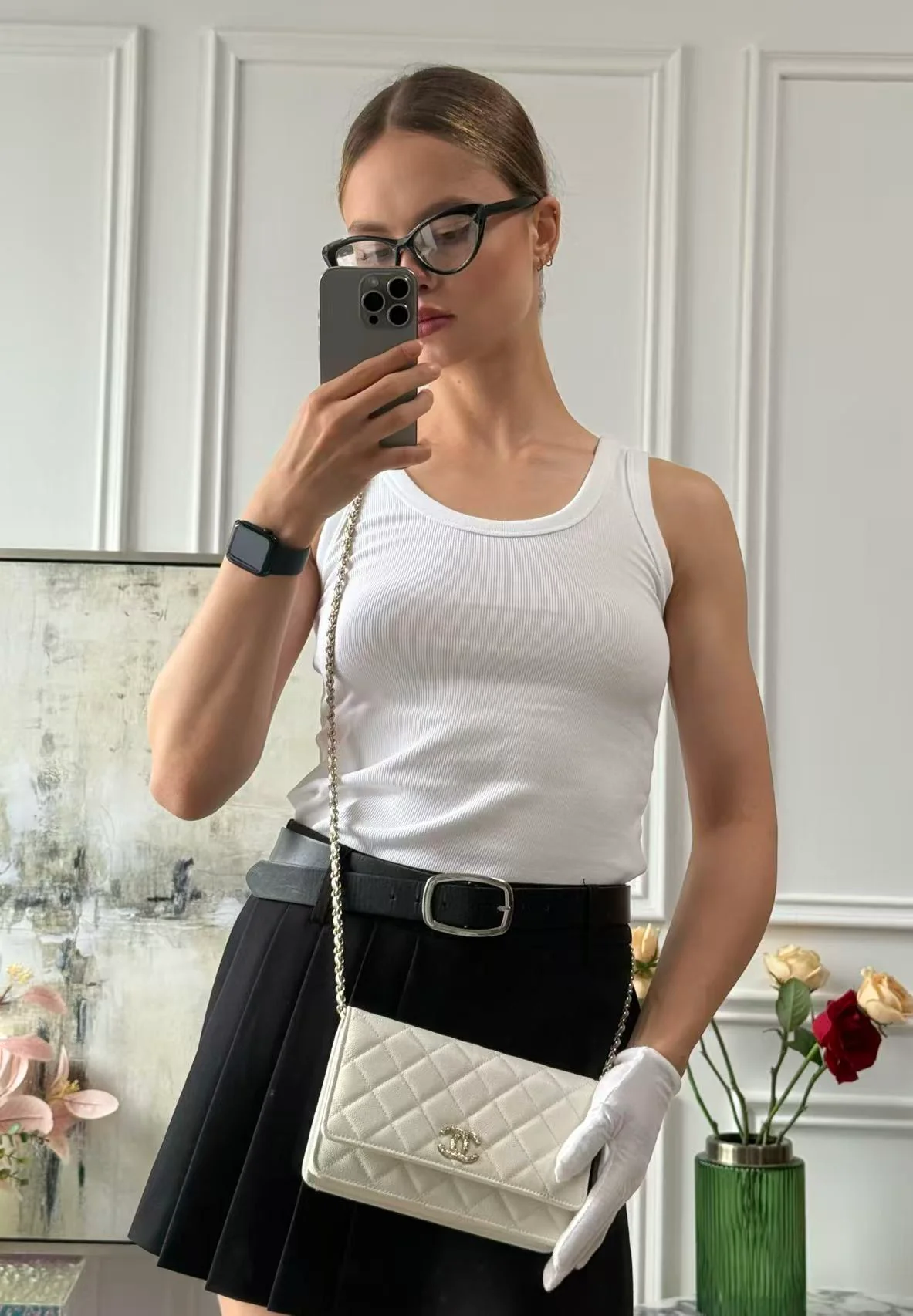 Chanel Wallet on Chain (woc) White Caviar Leather 2023