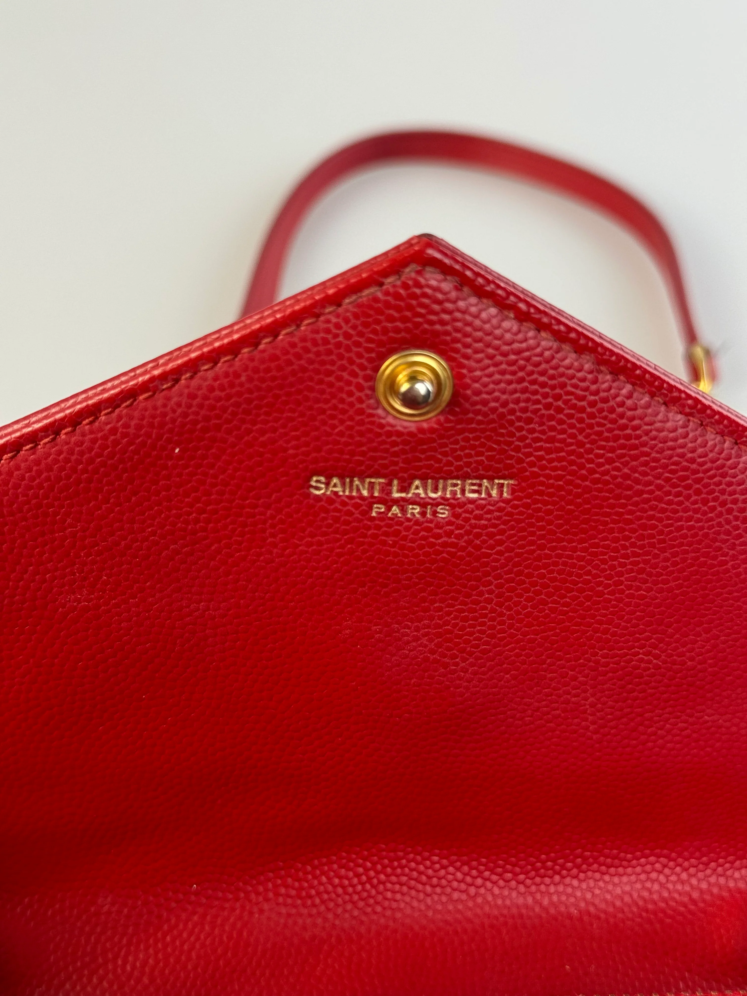 used-Saint Laurent Cassandre envelope Red Bag-MILOURA