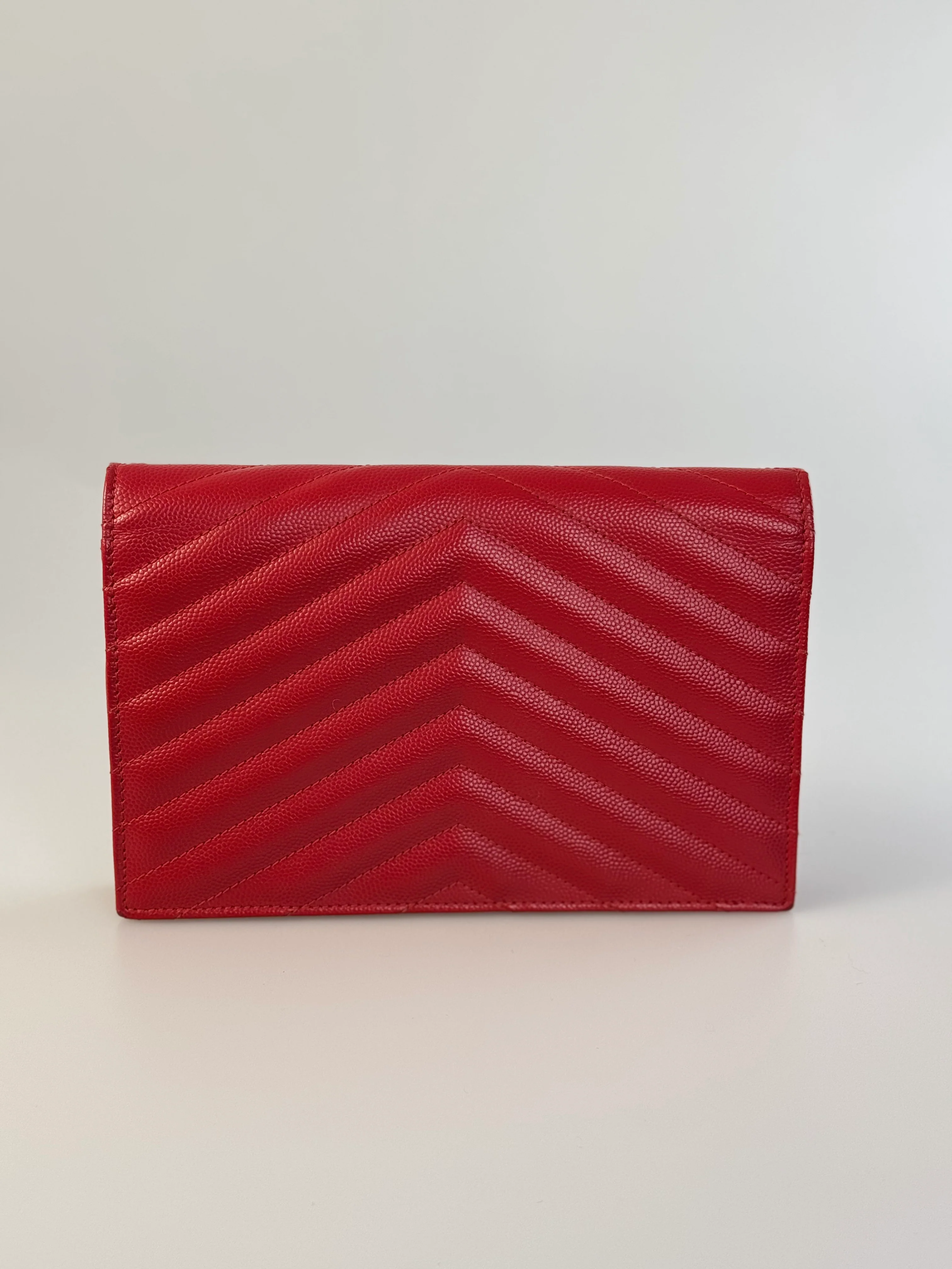 used-Saint Laurent Cassandre envelope Red Bag-MILOURA