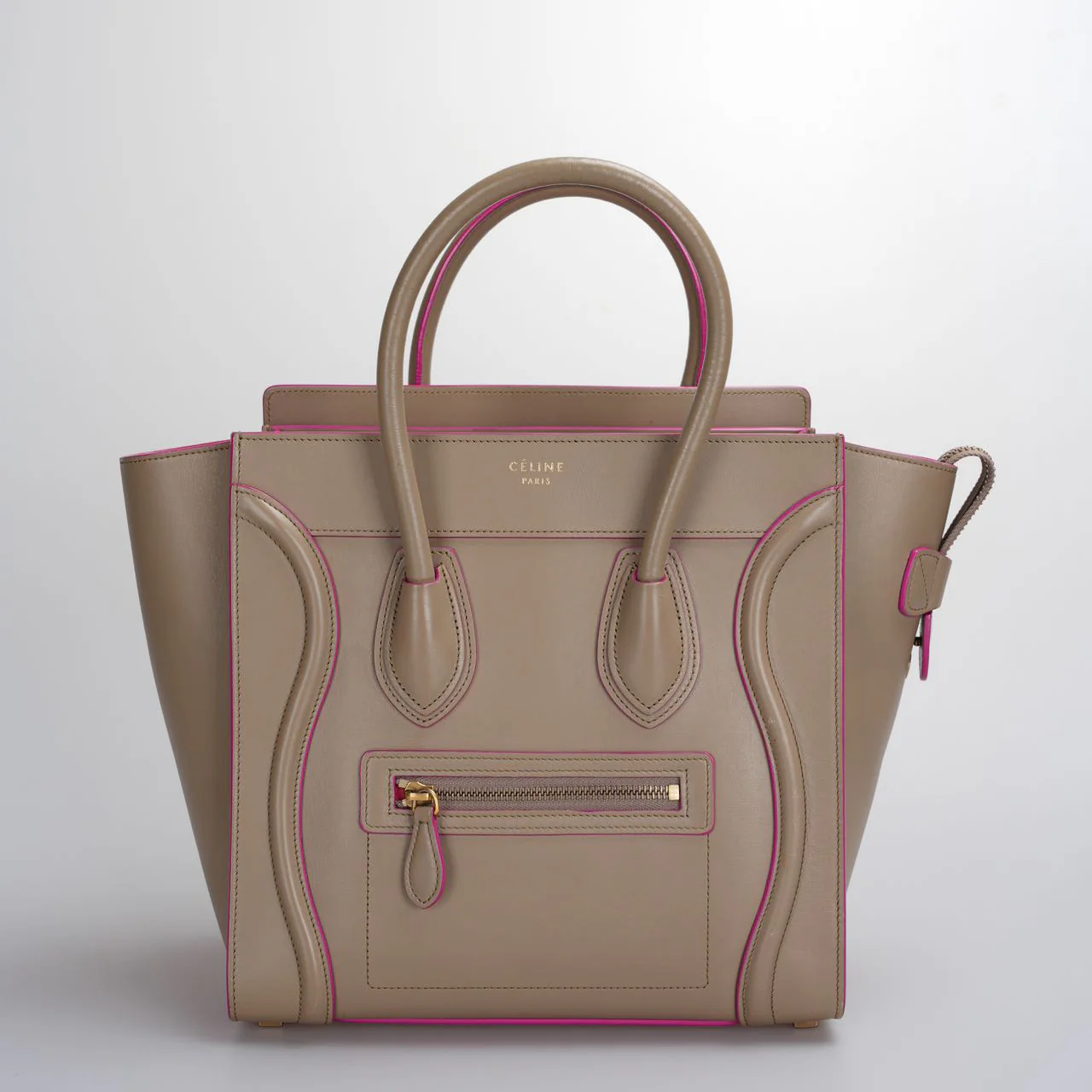 used-CELINE Calfskin Mini Luggage in Beige and Pink-MILOURA