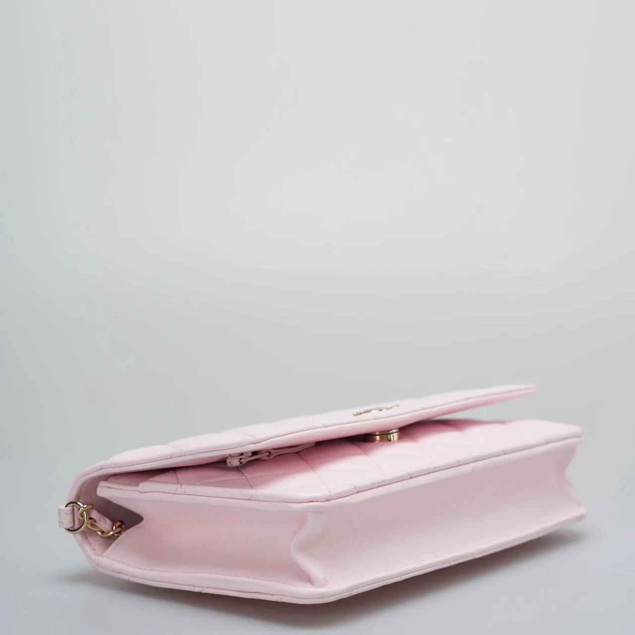 used-Chanel Pink Quilted Lambskin Pearl Wallet on Chain With Gold Hardware-MILOURA