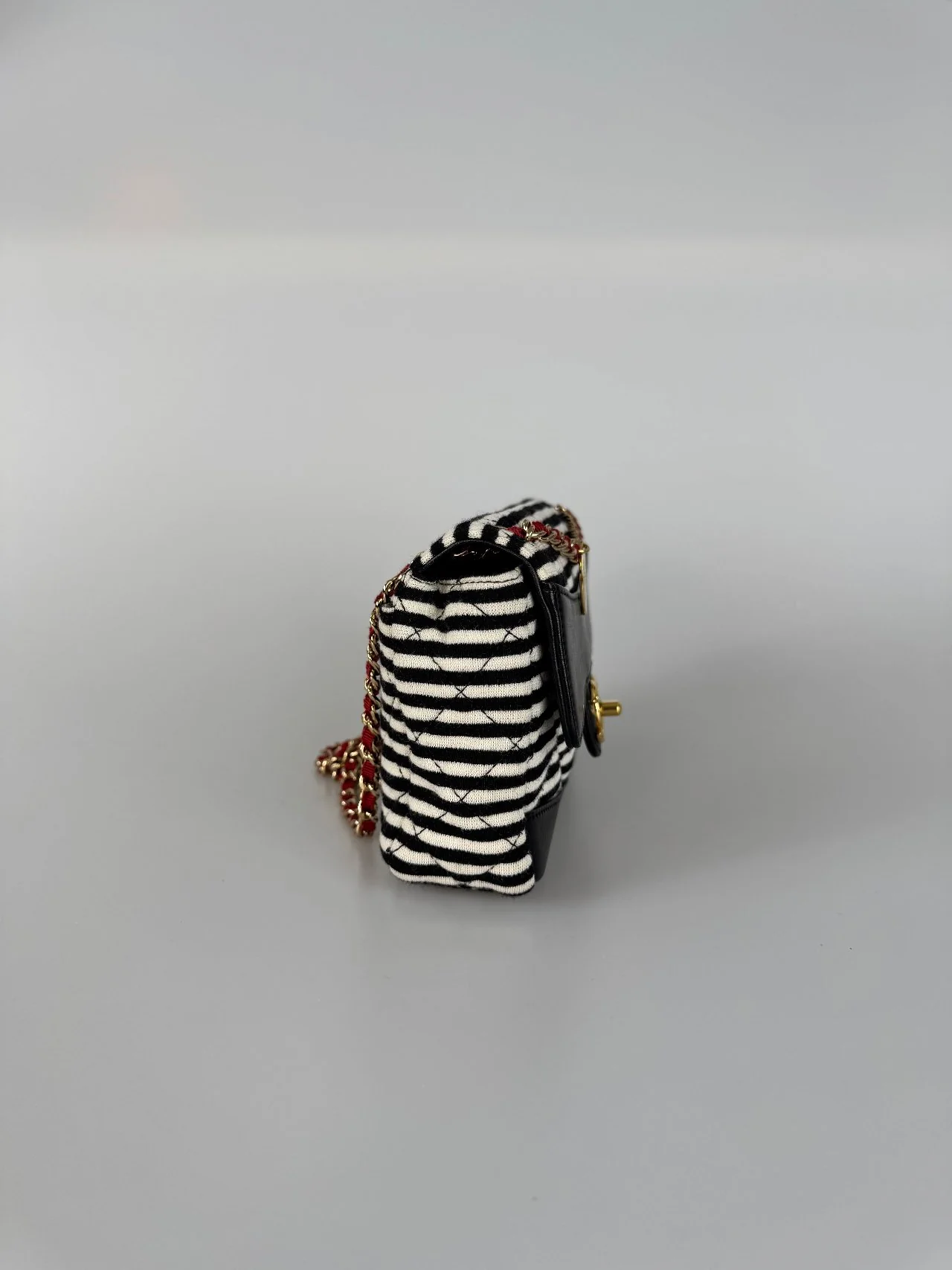 used-Chanel Sailor bag Blue 2014 striped mini rectangle Classic single flap shoulder bag-MILOURA