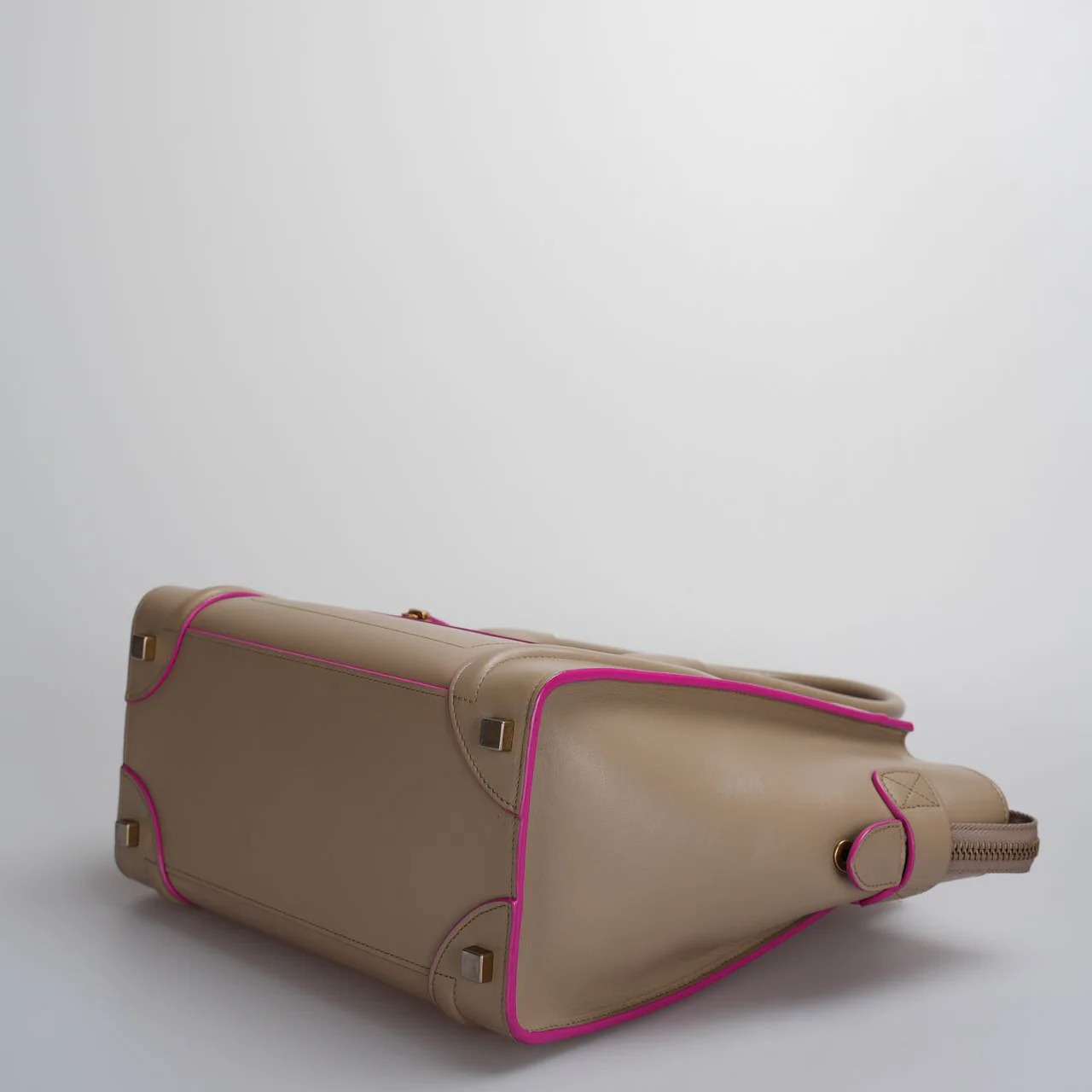used-CELINE Calfskin Mini Luggage in Beige and Pink-MILOURA