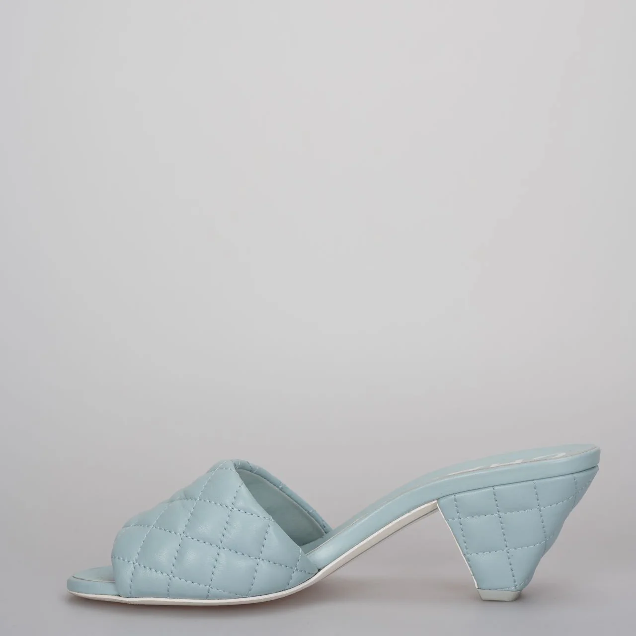 used-CHANEL Tiffany Blue Lambskin Quilted Textured CC Mules 38.5-MILOURA