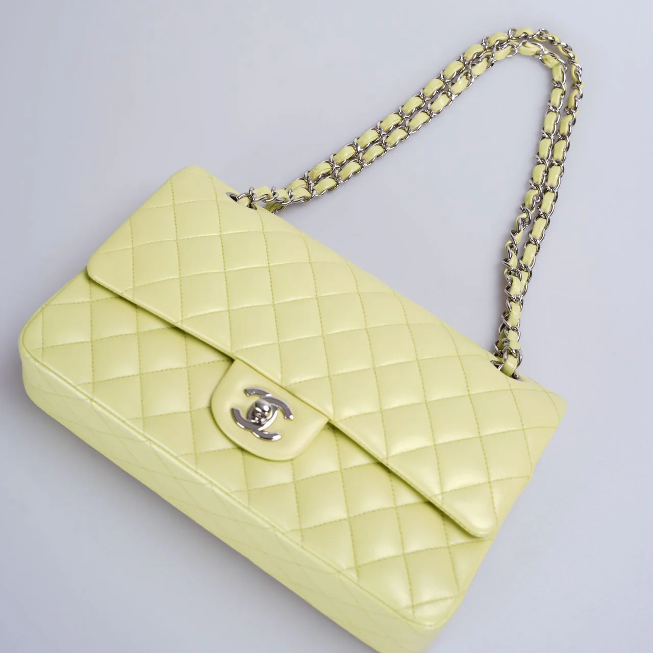 used-Chanel Medium Timeless Flap Bag in Pastel Butter Yellow-MILOURA