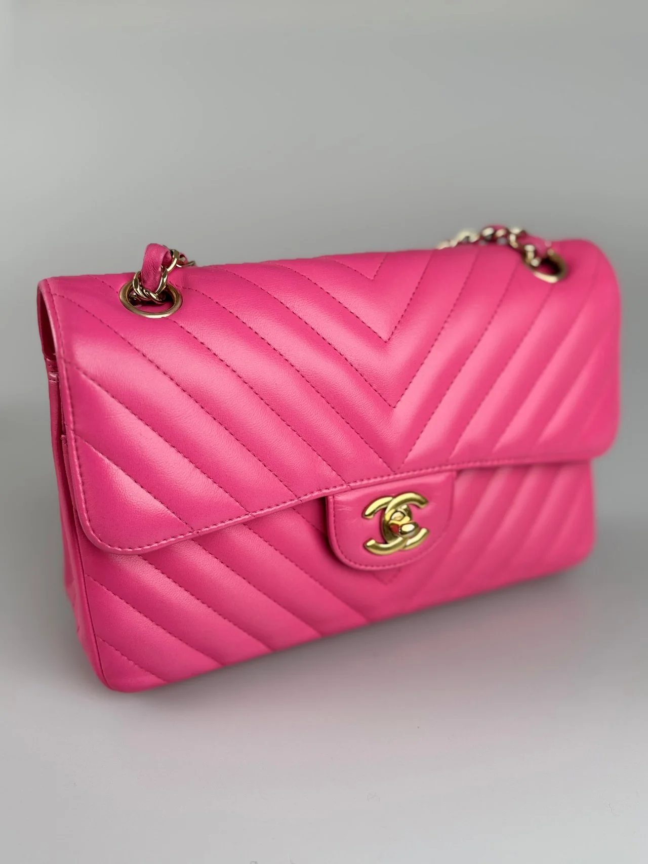 used-Chanel Small Quilted Flap Bag Pink Lambskin-MILOURA