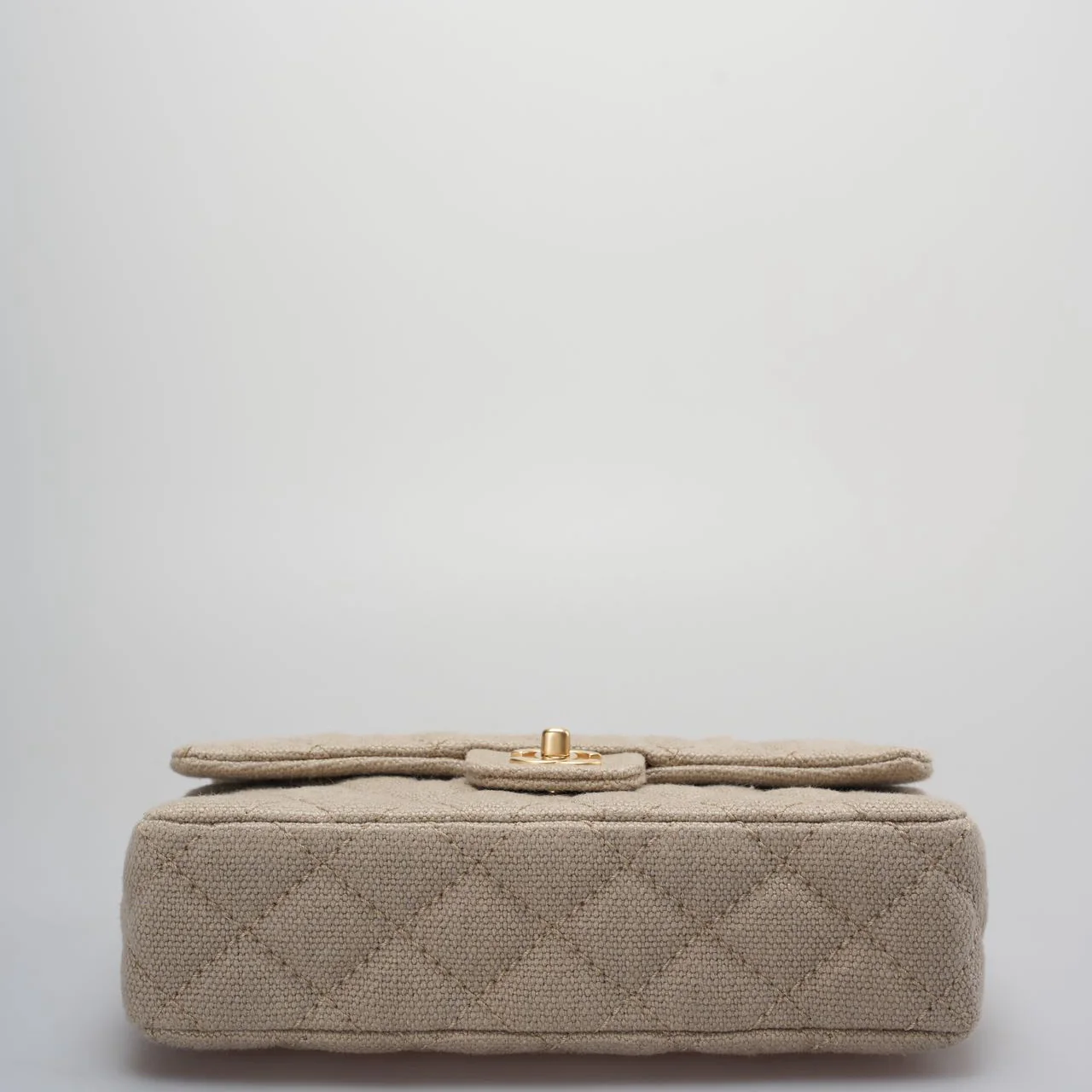 used-Chanel linen timeless Quilted Medium Flap in Beige very rare-MILOURA