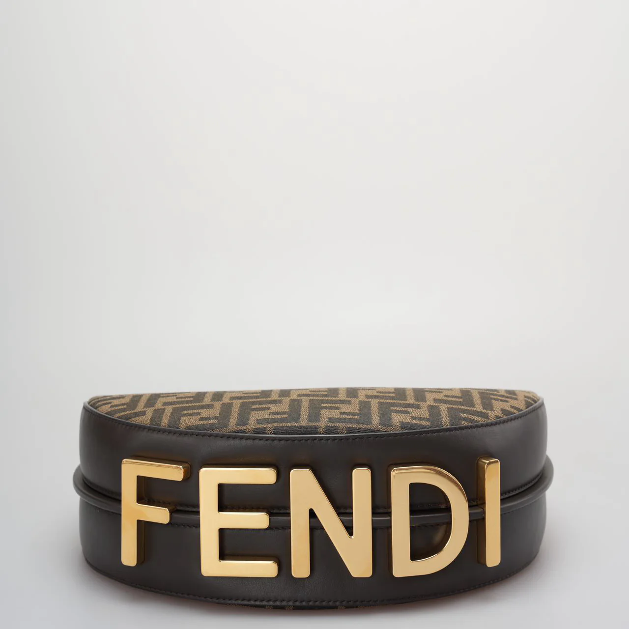 used-Fendi graphy Small Brown FF Jacquard Fabric Bag-MILOURA