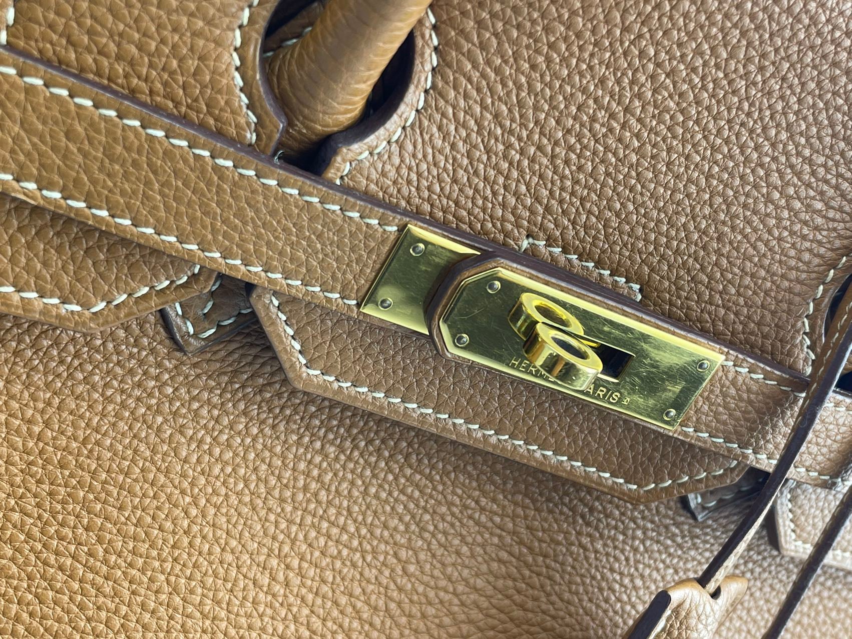 used-Hermes pre-owned Birkin 35 in gold vintage Togo leather-MILOURA