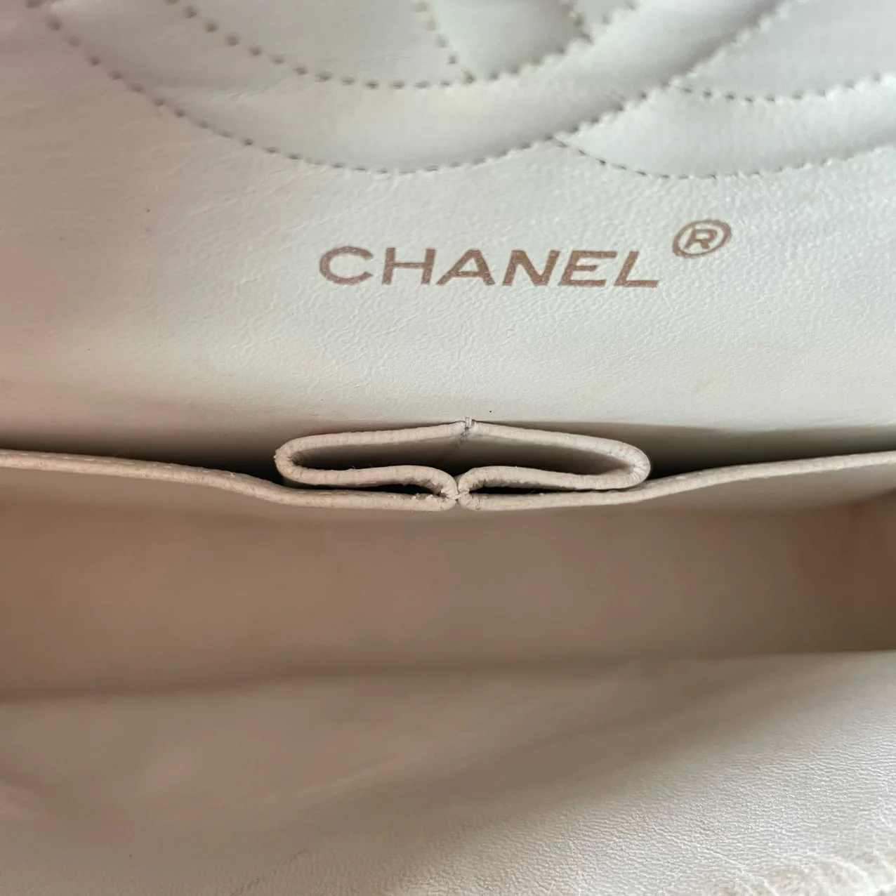 used-Chanel Vintage Small Timeless Classic Double Flap Bag in White Quilted Leather-MILOURA