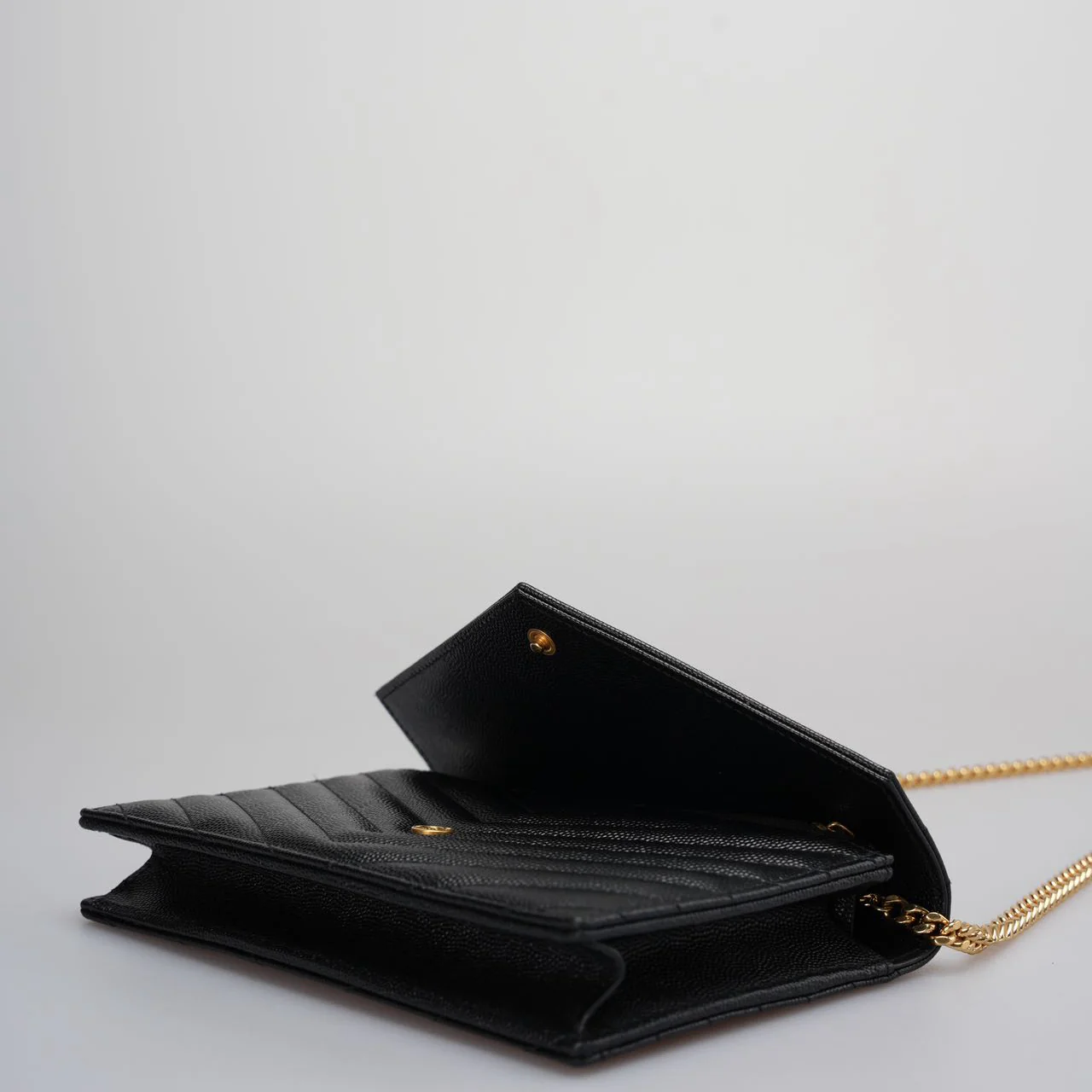 used-Saint Laurent Monogram Small Wallet on Chain Bag In Black with Gold Hardware-MILOURA