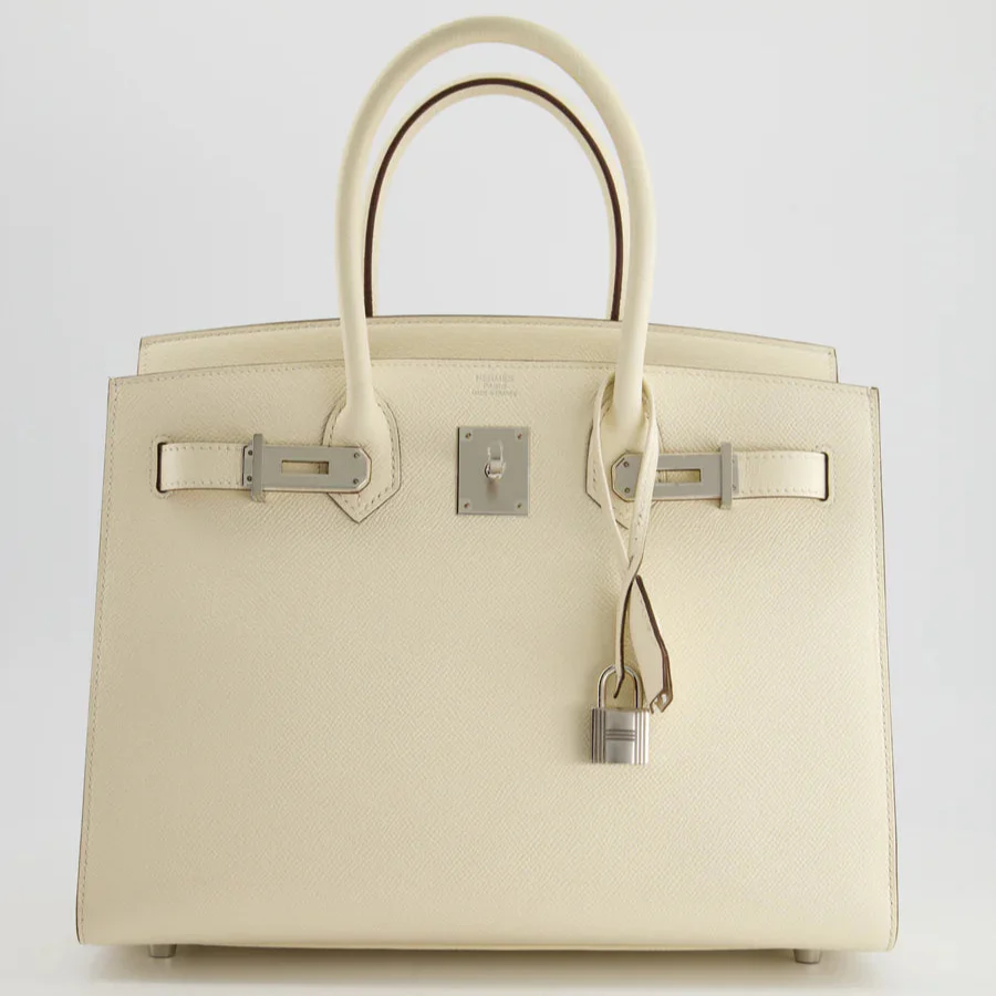 used-Hermès Birkin Bag 30 Sellier in Nata Epsom Leather with Palladium Hardware-MILOURA