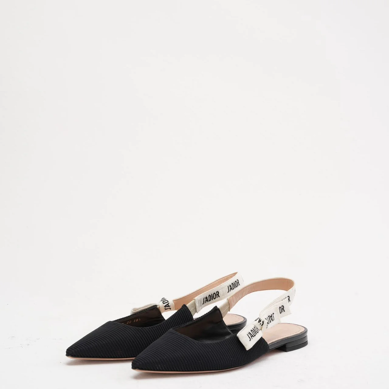 Christian Dior Ribbon Black Fabric J'adior Slingback Size 38.5