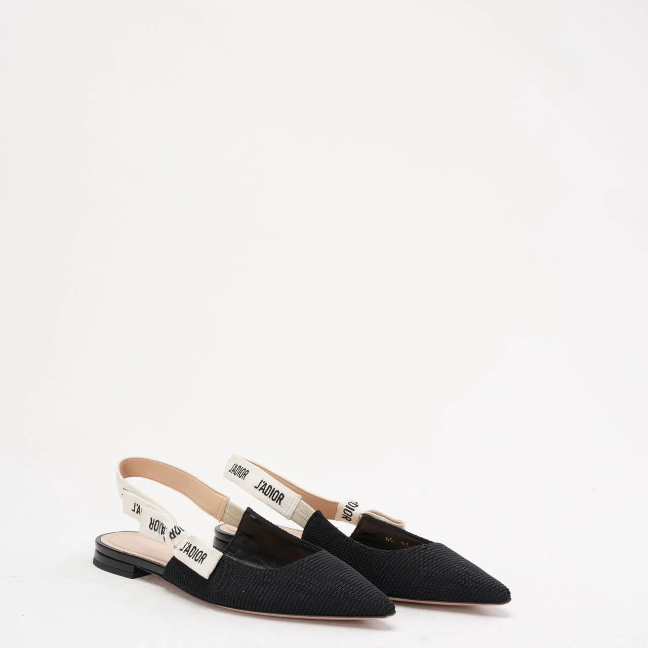 Christian Dior Ribbon Black Fabric J'adior Slingback Size 38.5