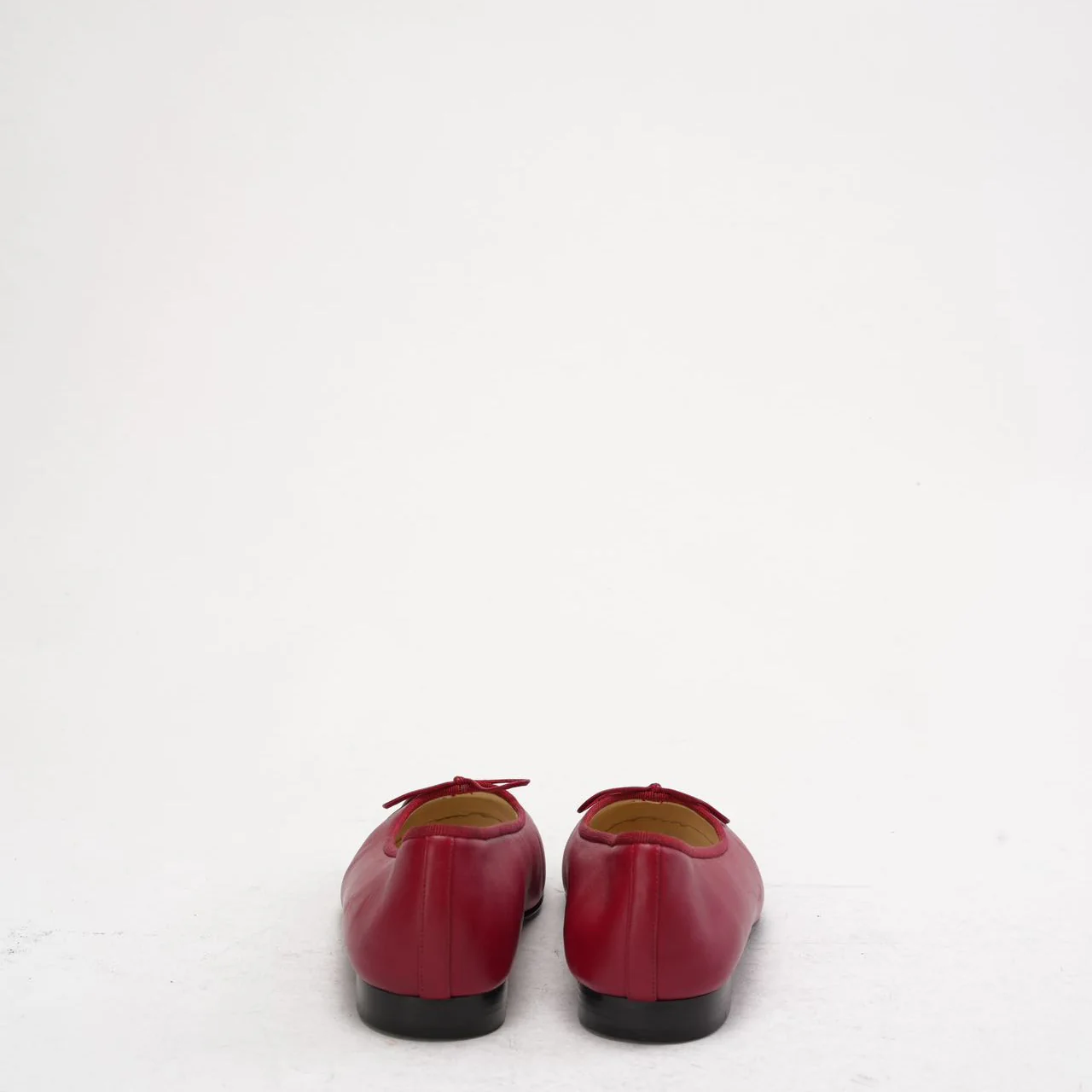 Chanel Red / Black Leather CC Cap Toe Ballet Flats Size 38.5